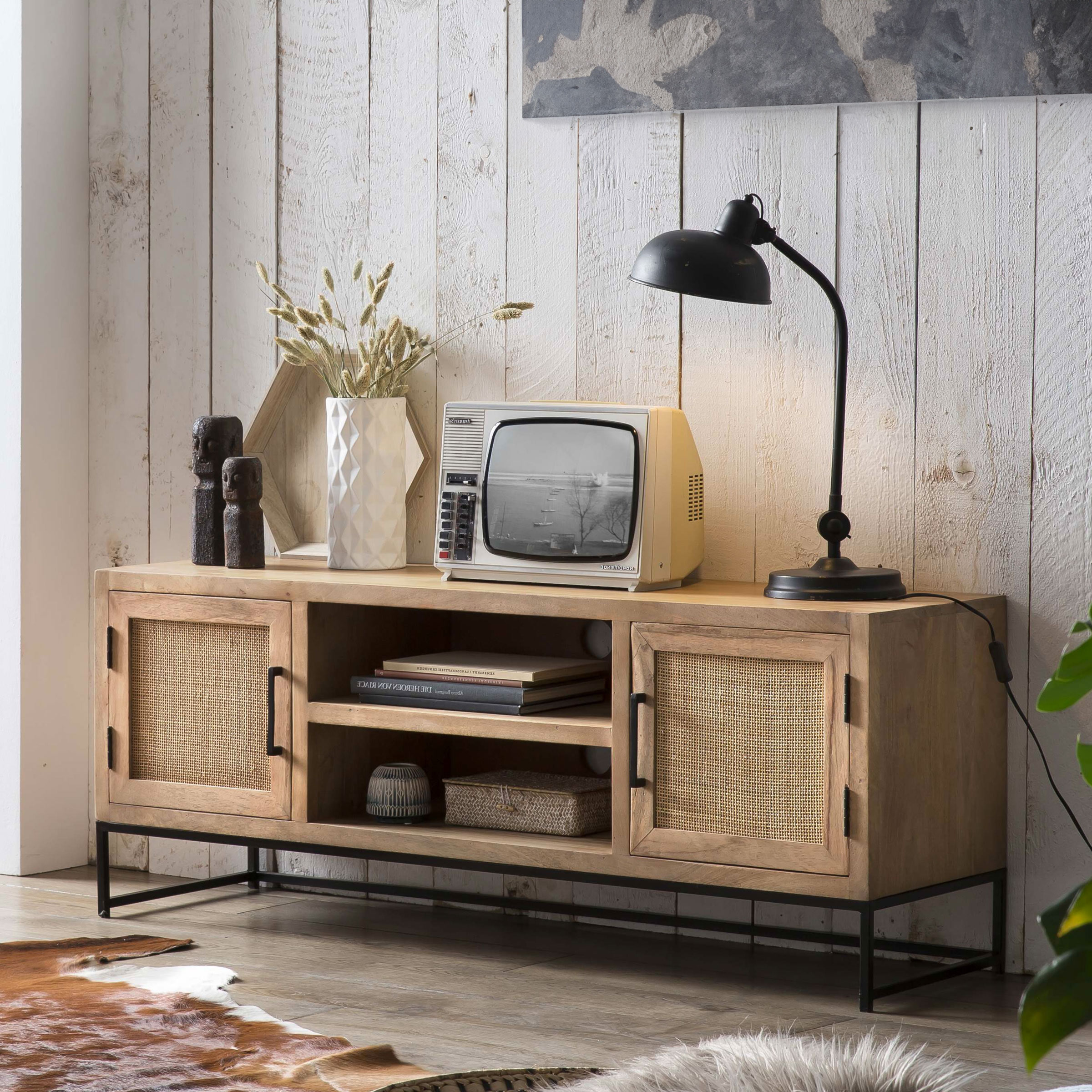 Artistiq TV-meubel Denice Mangohout en rotan, 130cm
