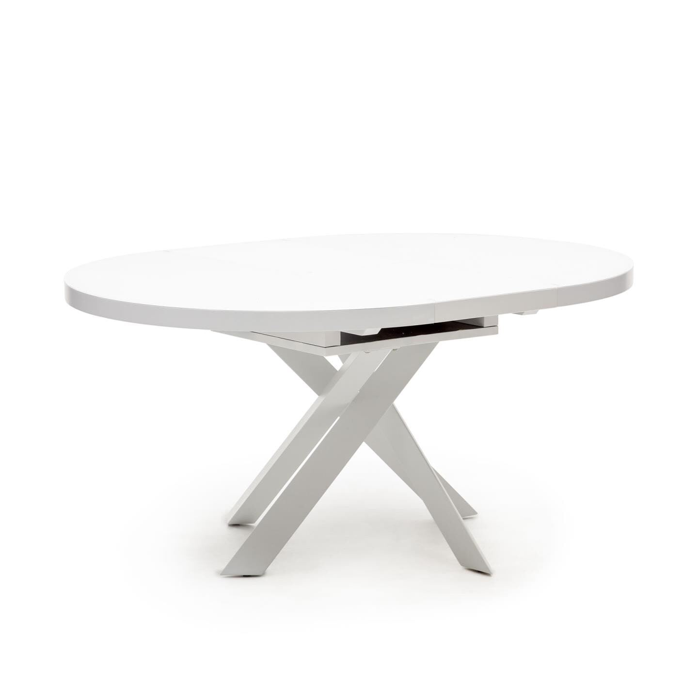 Kave Home Uitschuifbare Ronde Eettafel 'Vashti' Glas, 120-160 x 120cm, kleur Wit