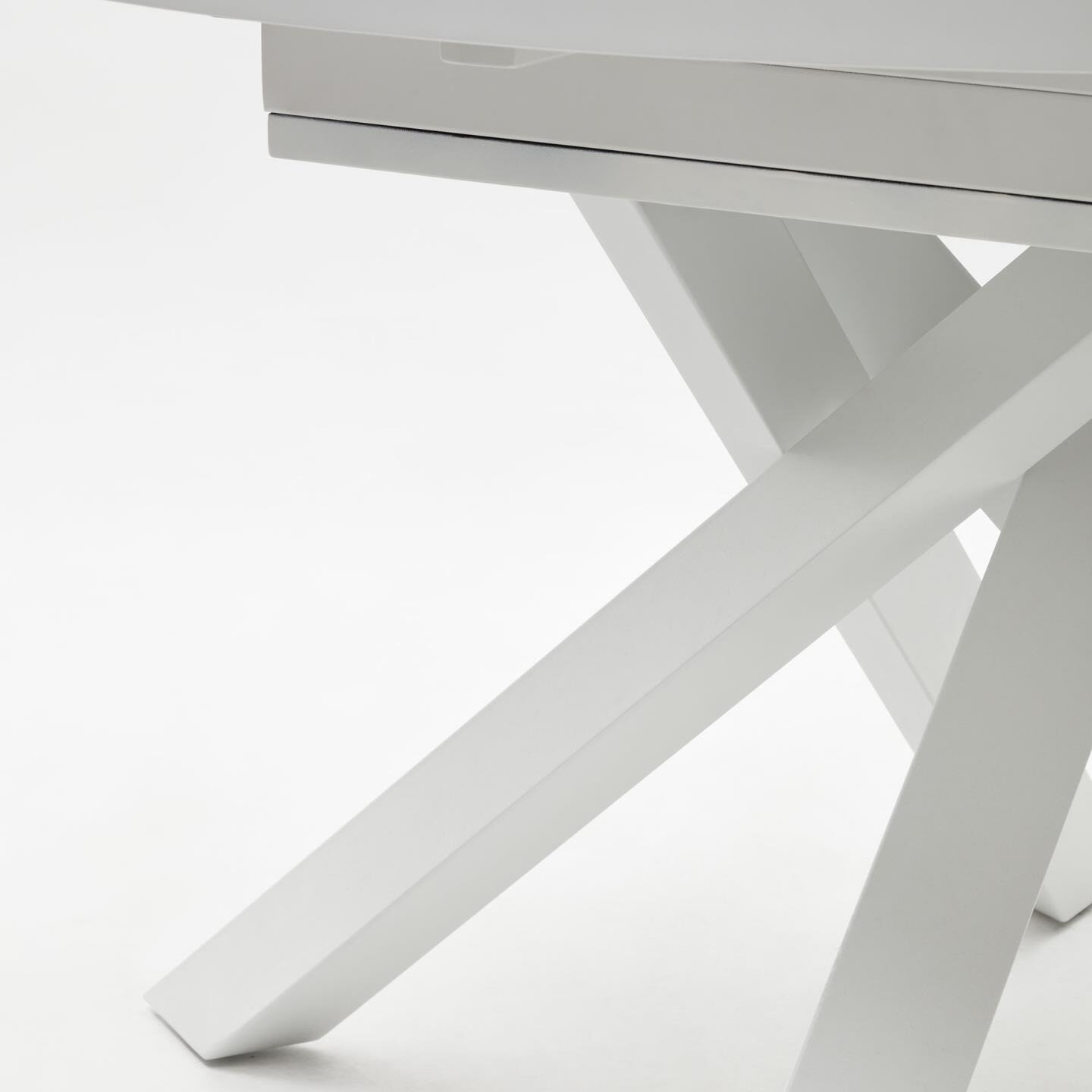 Kave Home Uitschuifbare Ronde Eettafel 'Vashti' Glas, 120-160 x 120cm, kleur Wit