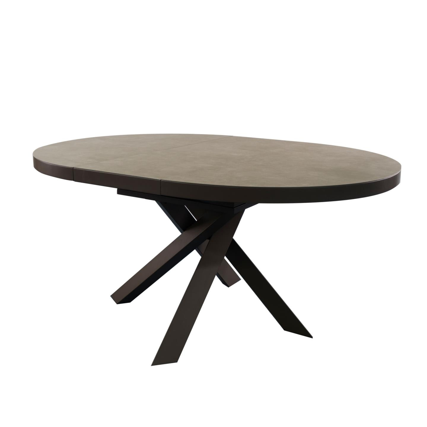 Kave Home Uitschuifbare Ronde Eettafel 'Vashti' Keramiek, 120-160 x 120cm, kleur Bruin