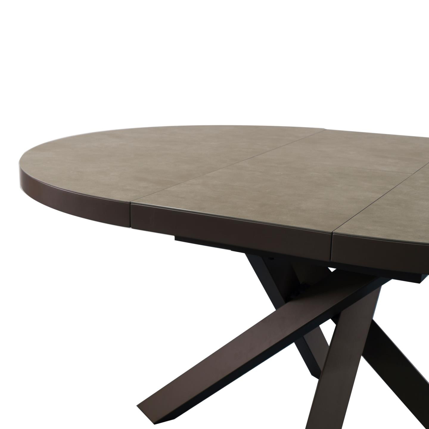 Kave Home Uitschuifbare Ronde Eettafel 'Vashti' Keramiek, 120-160 x 120cm, kleur Bruin