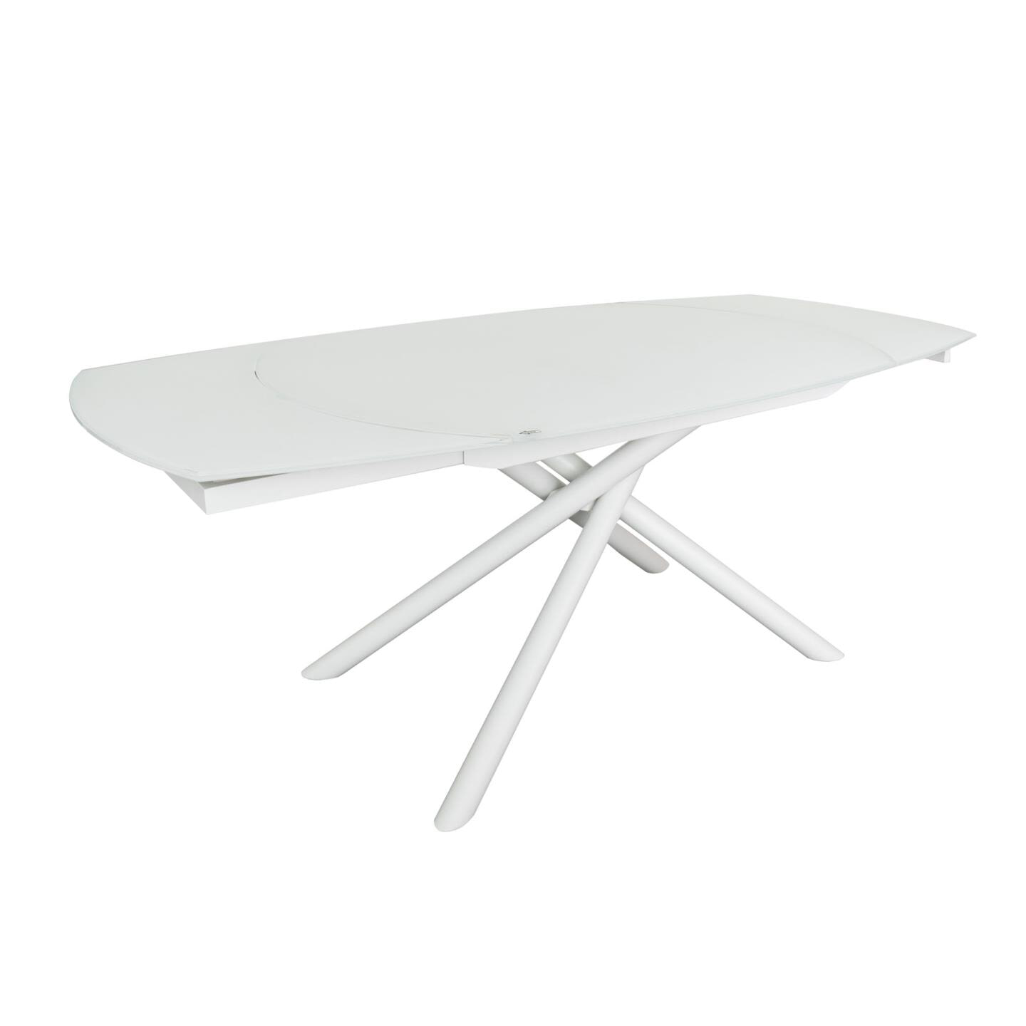 Kave Home Uitschuifbare Eettafel 'Yodalia' Glas, 130-190 x 100cm, kleur Wit