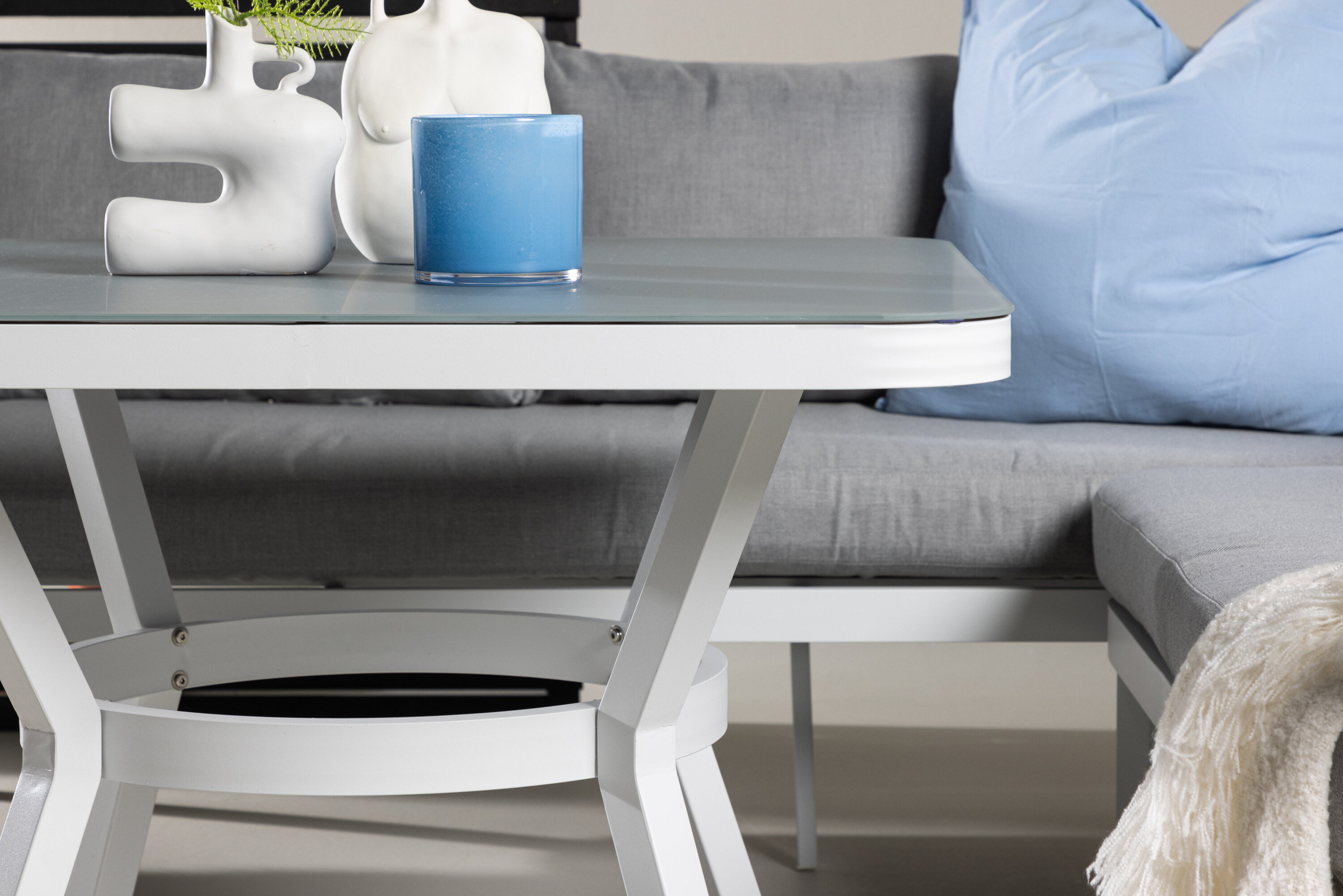 Nohr Loungeset 'Sauel' Met hoekbank en tafel, kleur Grijs/Wit