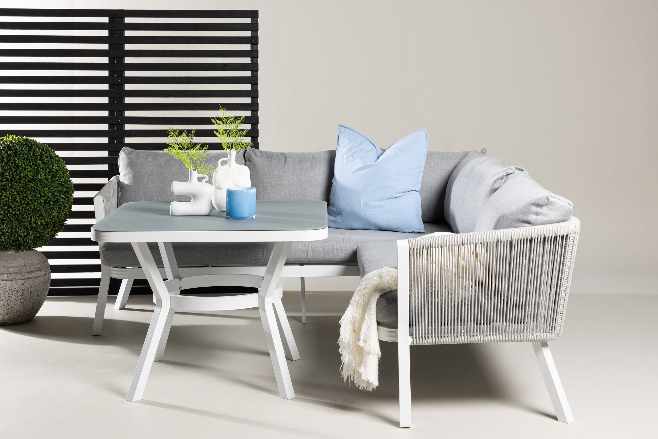 Nohr Loungeset 'Sauel' Met hoekbank en tafel, kleur Grijs/Wit