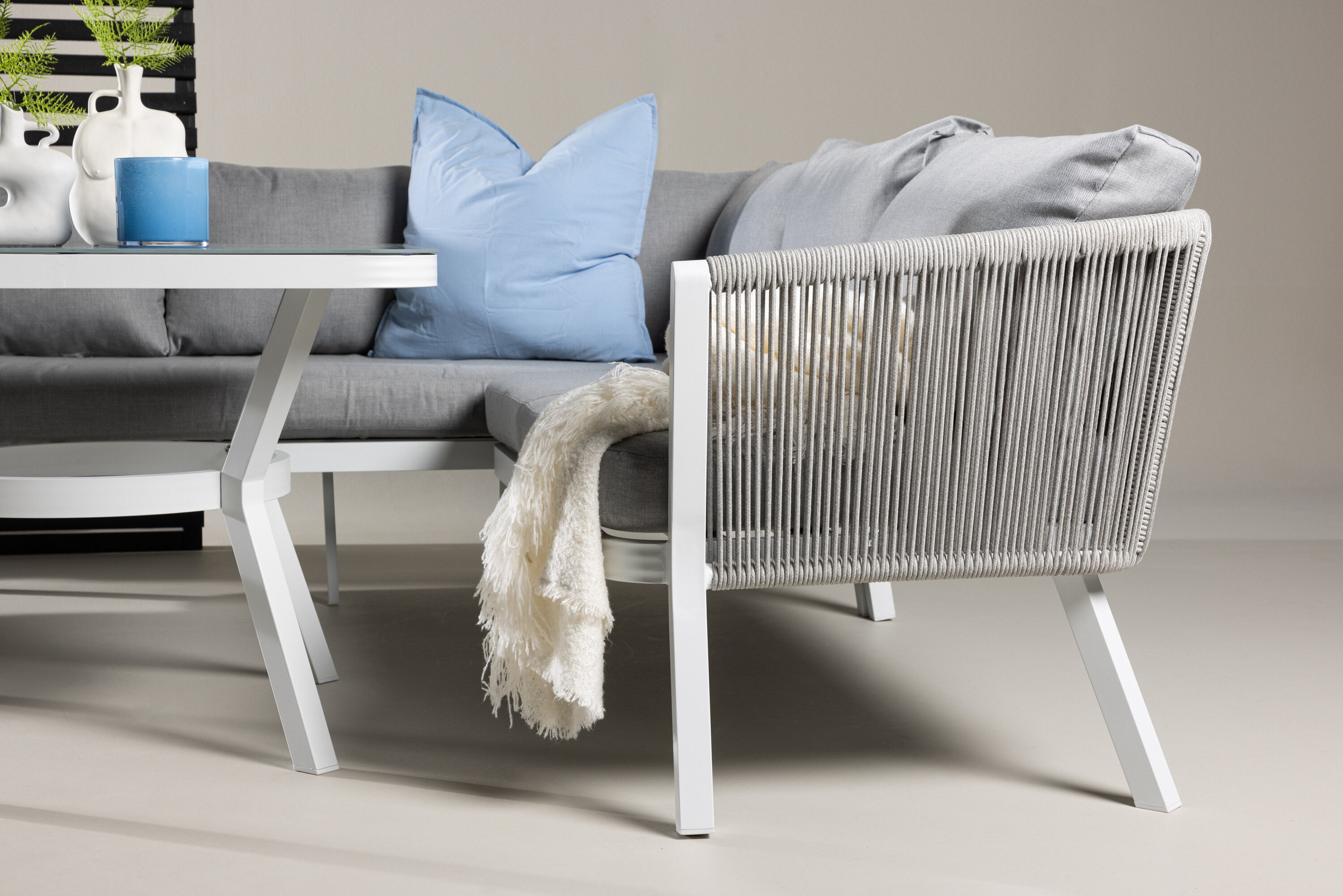 Nohr Loungeset 'Sauel' Met hoekbank en tafel, kleur Grijs/Wit
