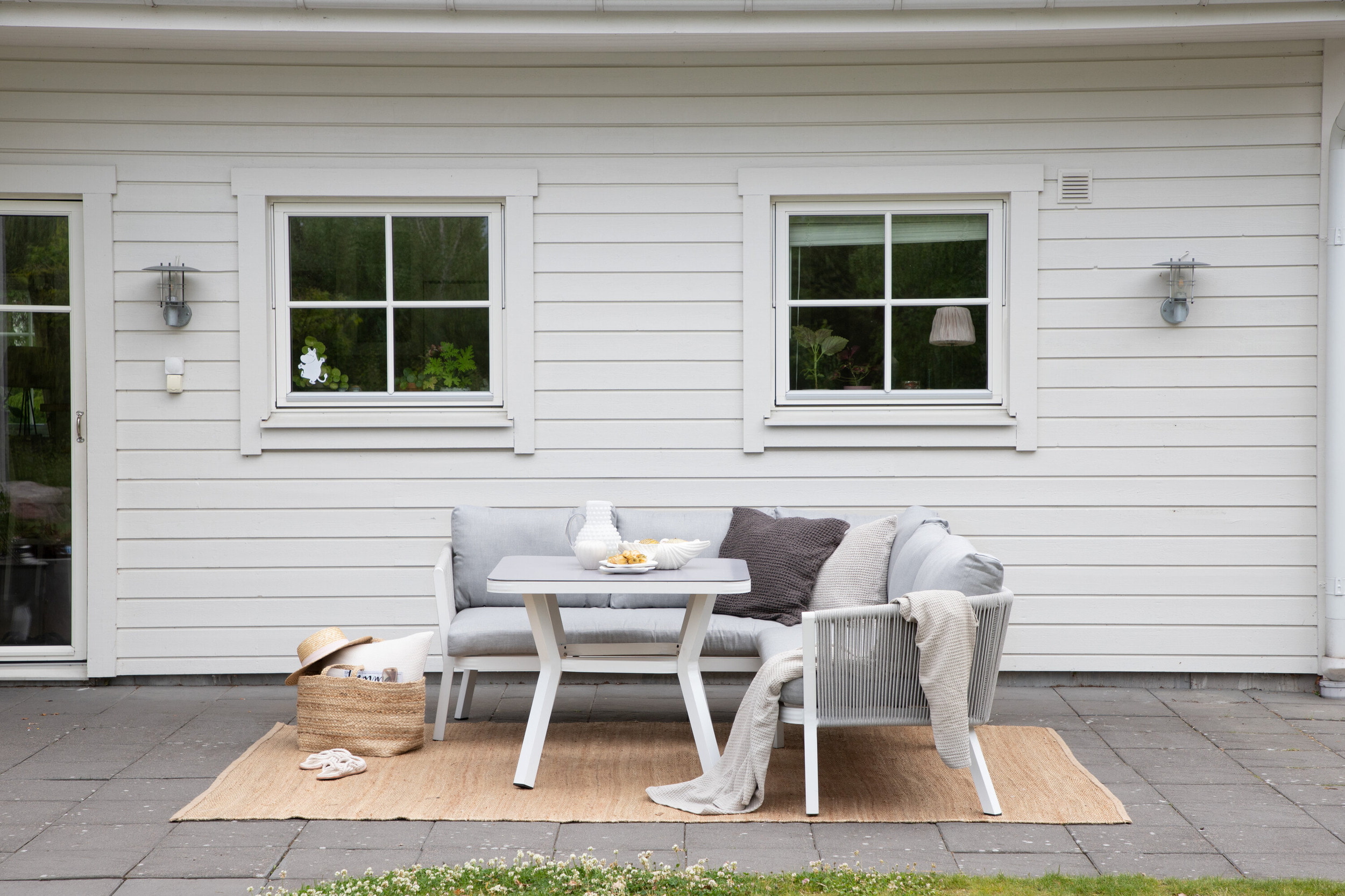 Nohr Loungeset 'Sauel' Met hoekbank en tafel, kleur Grijs/Wit