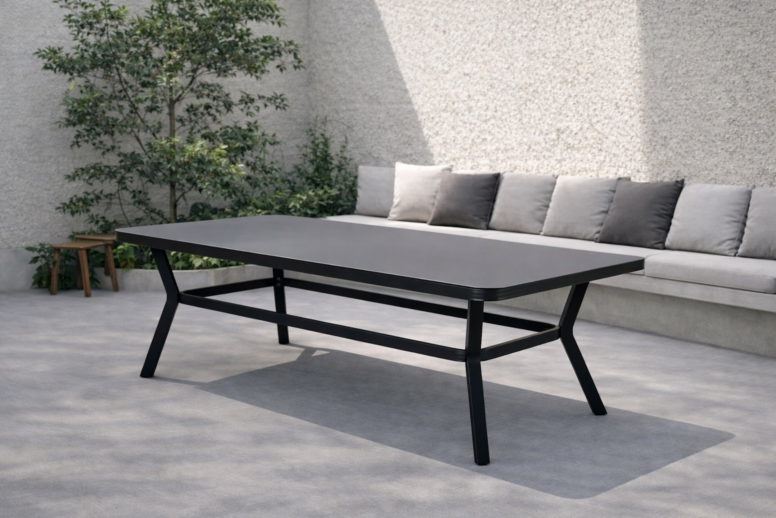 Nohr Tuintafel Sauel Glas, 200 x 100cm - Zwart