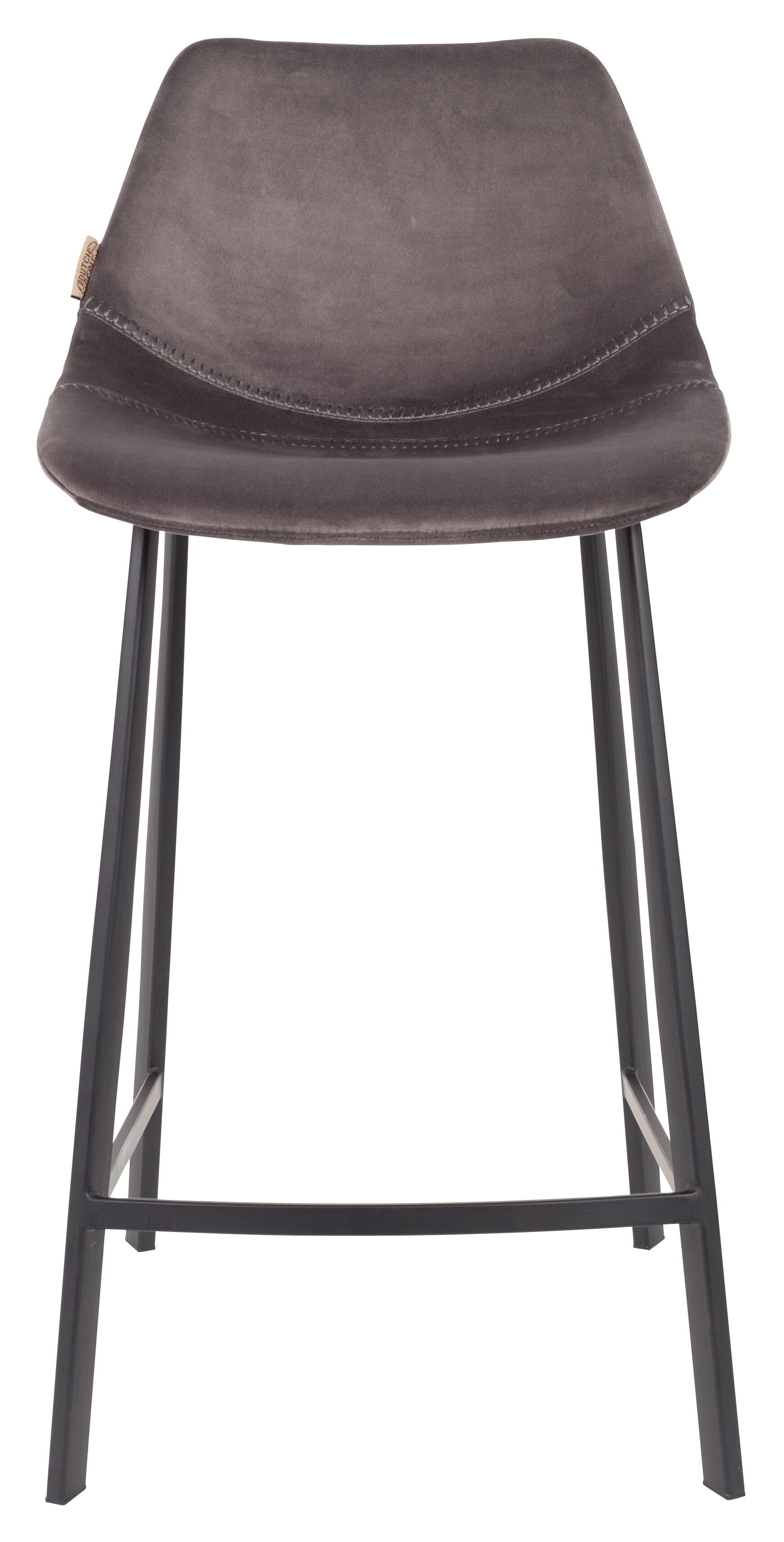 Dutchbone Barkruk 'Franky' Velvet (zithoogte 65cm), kleur Grijs