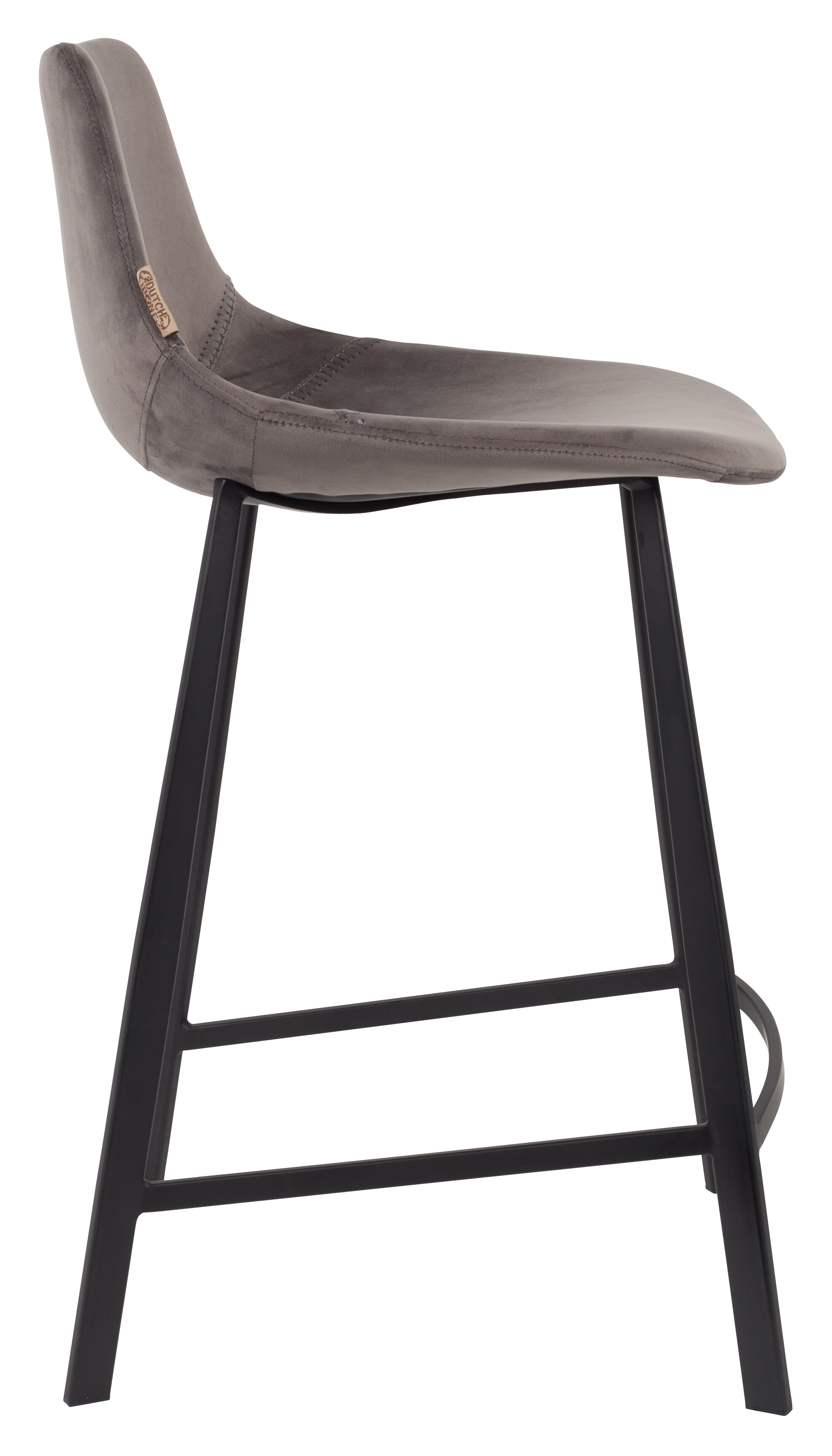 Dutchbone Barkruk 'Franky' Velvet (zithoogte 65cm), kleur Grijs