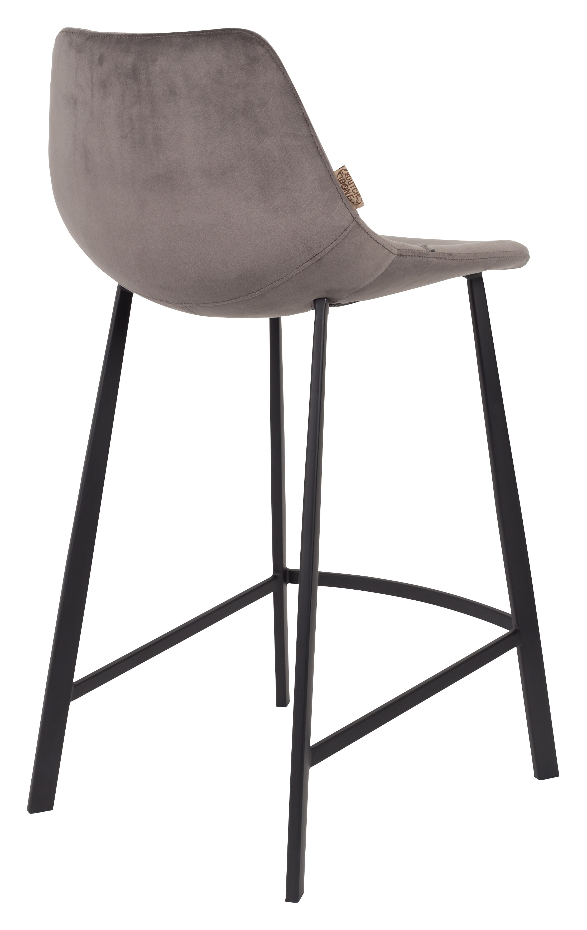 Dutchbone Barkruk 'Franky' Velvet (zithoogte 65cm), kleur Grijs