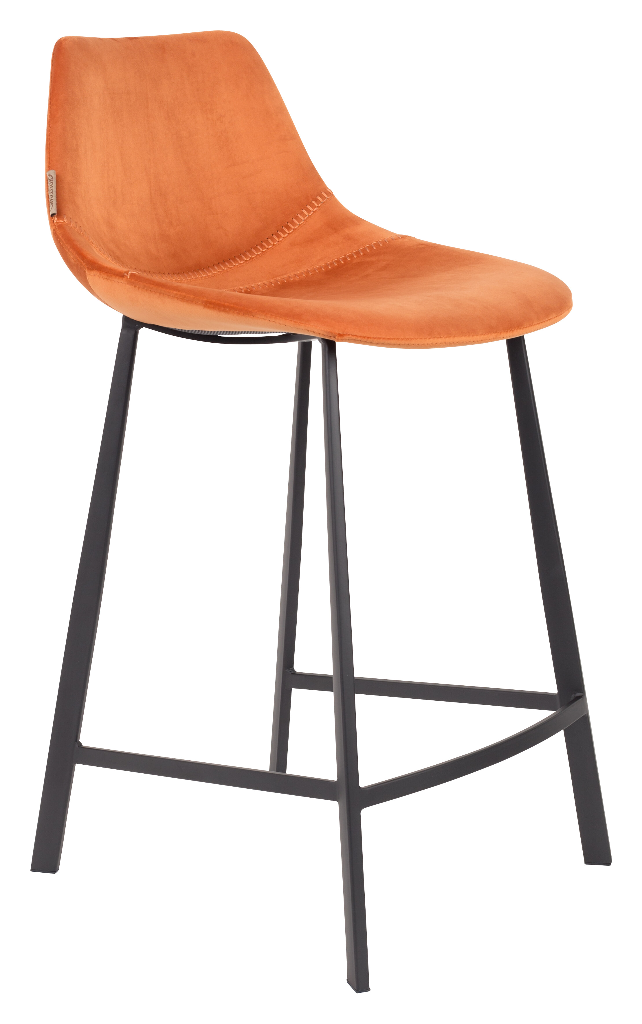 Dutchbone Barkruk 'Franky' Velvet (zithoogte 65cm), kleur Oranje