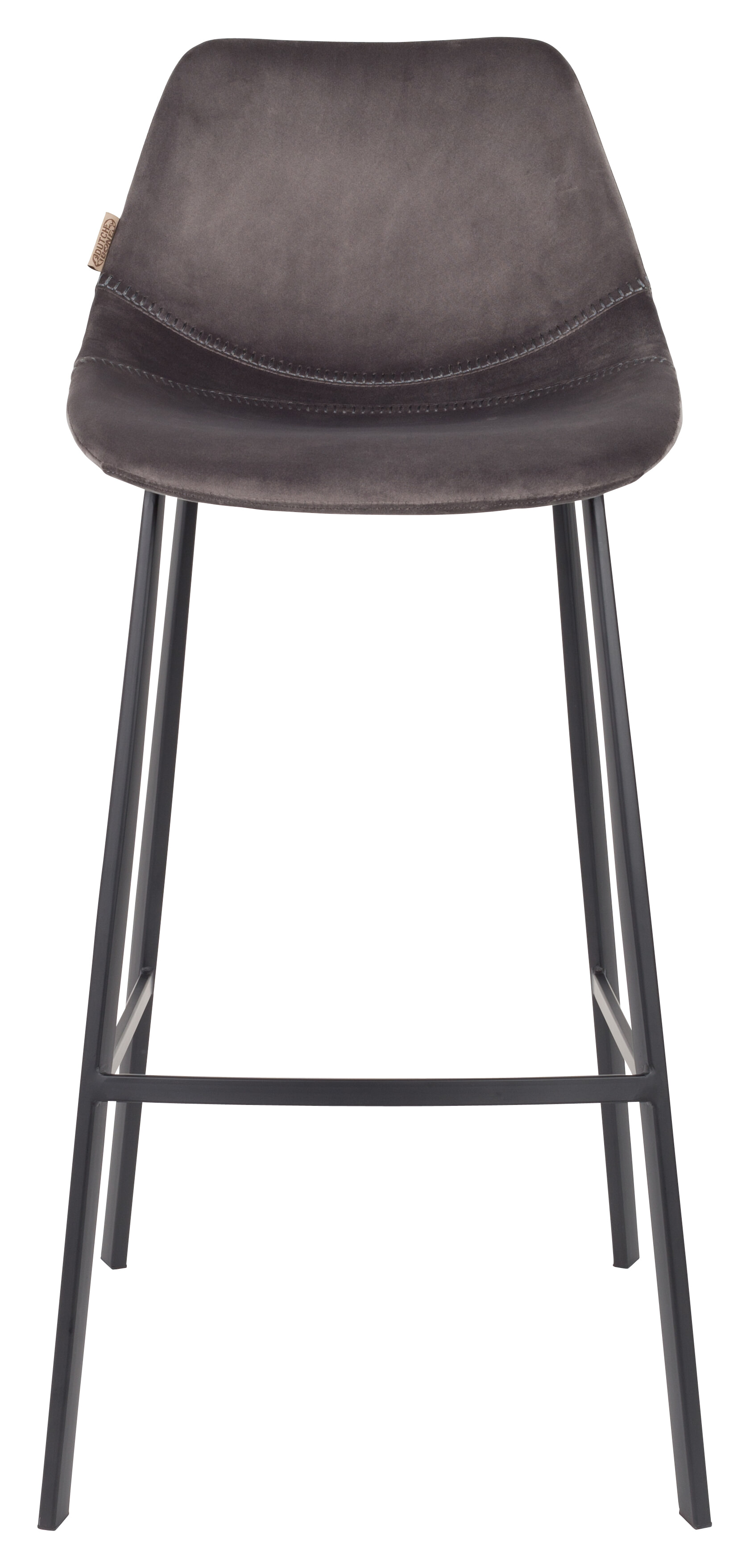 Dutchbone Barkruk 'Franky' Velvet (zithoogte 80cm), kleur Grijs