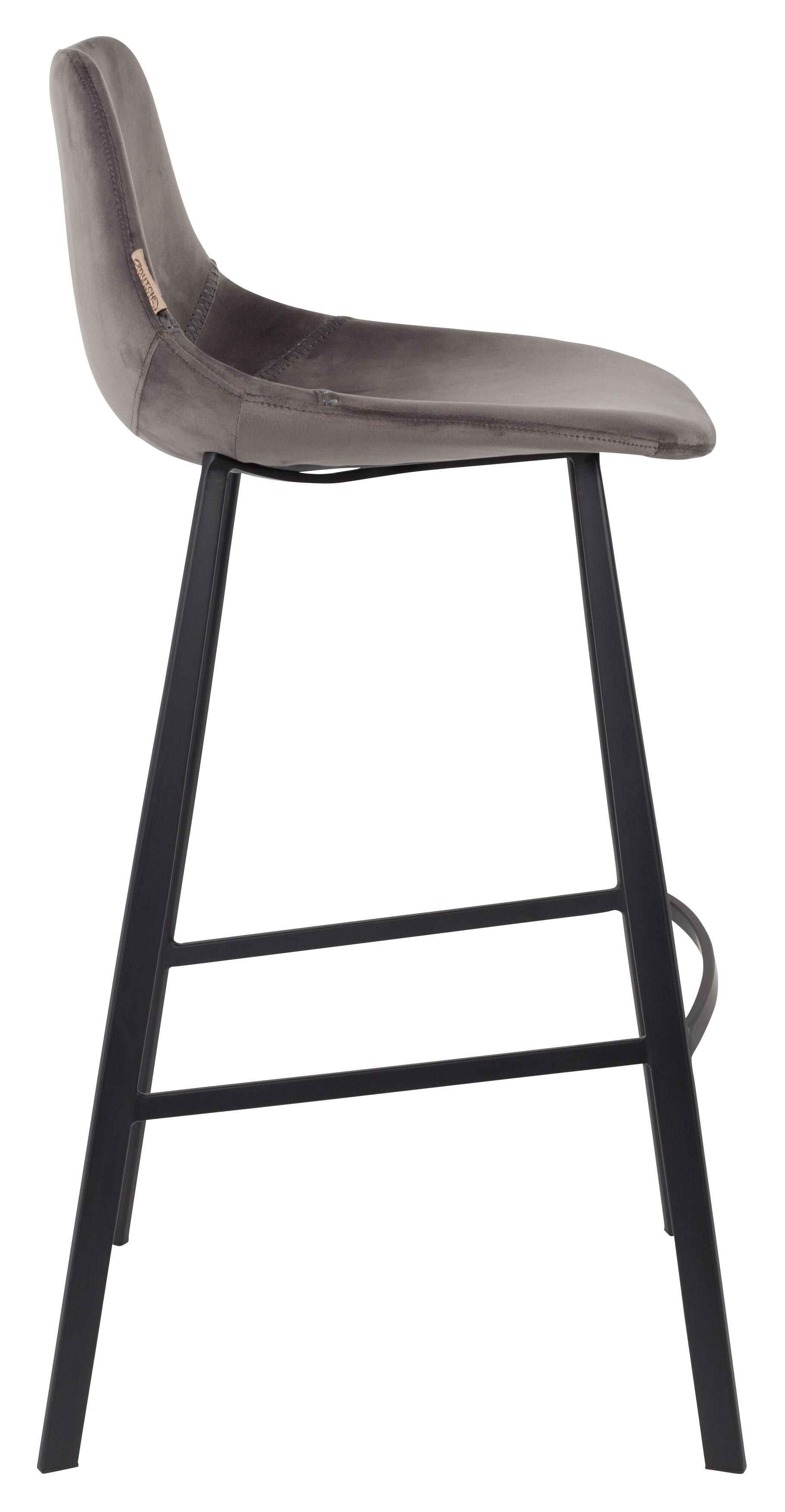Dutchbone Barkruk 'Franky' Velvet (zithoogte 80cm), kleur Grijs