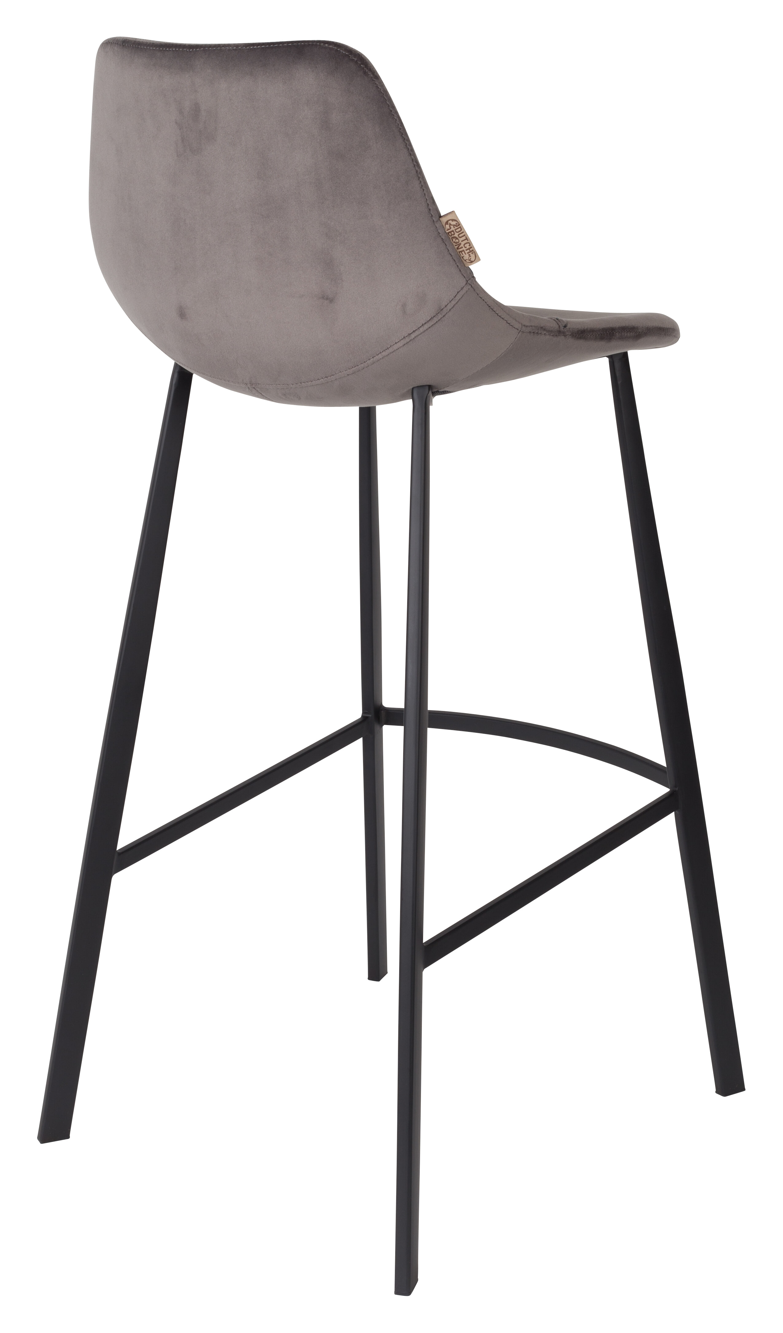 Dutchbone Barkruk 'Franky' Velvet (zithoogte 80cm), kleur Grijs