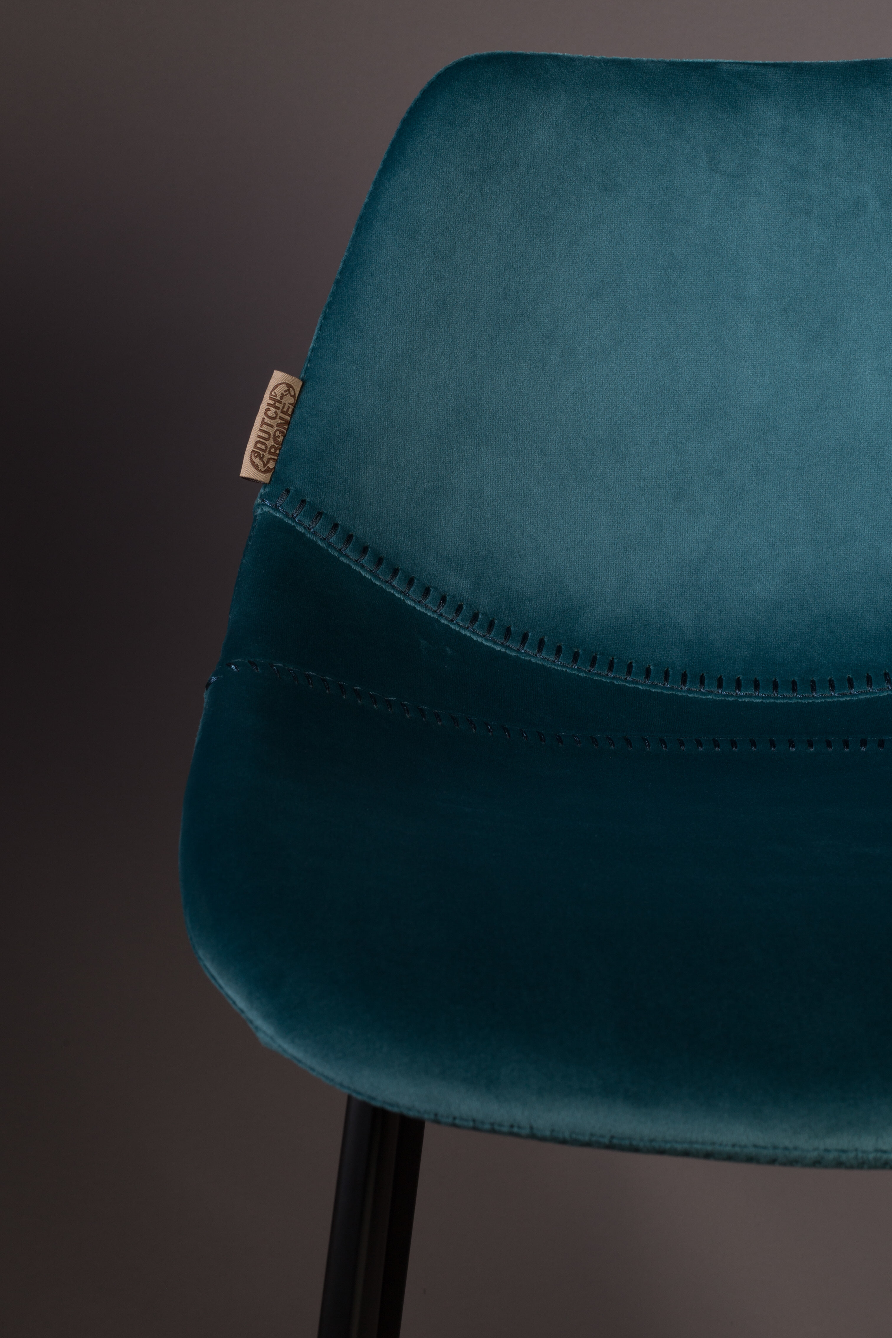 Dutchbone Barkruk 'Franky' Velvet (zithoogte 80cm), kleur Petrol
