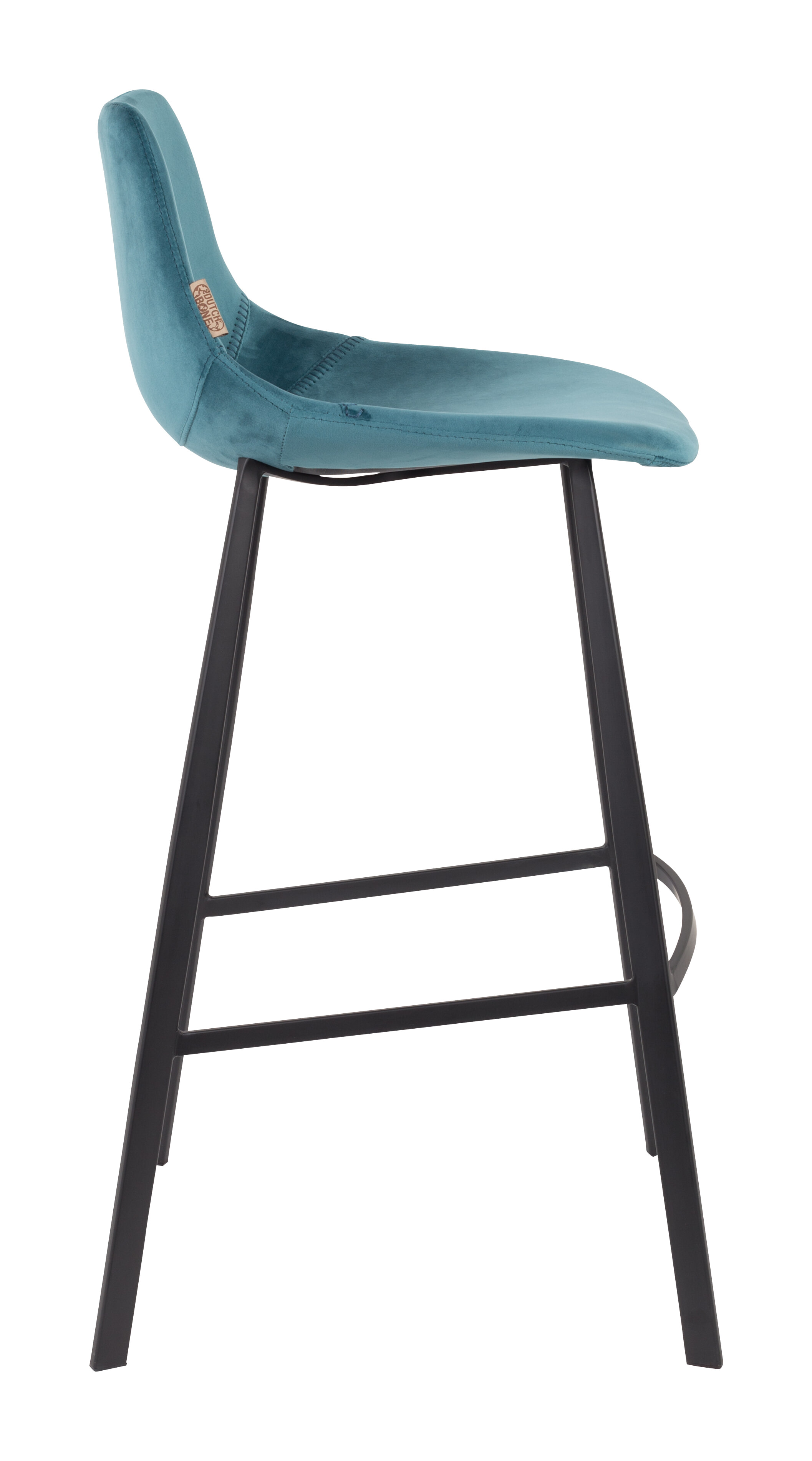 Dutchbone Barkruk 'Franky' Velvet (zithoogte 80cm), kleur Petrol
