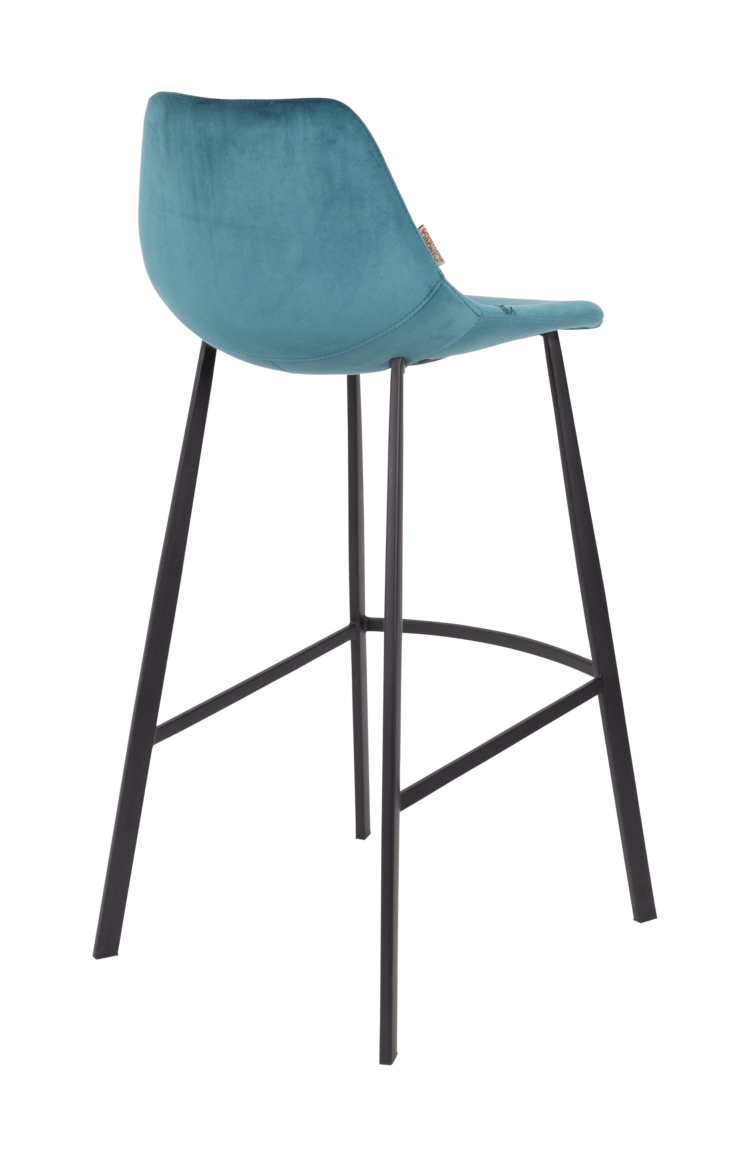 Dutchbone Barkruk 'Franky' Velvet (zithoogte 80cm), kleur Petrol