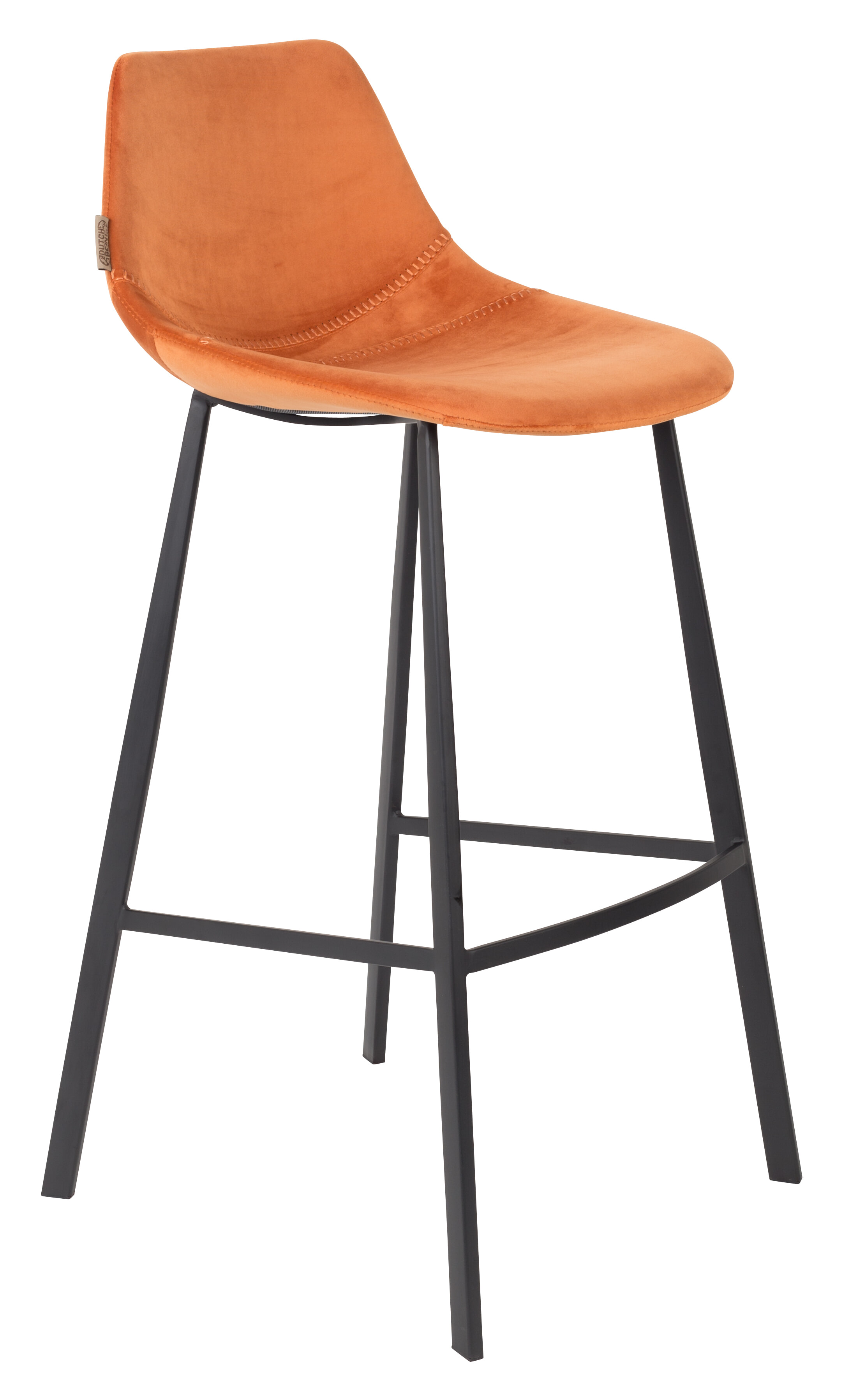 Dutchbone Barkruk 'Franky' Velvet (zithoogte 80cm), kleur Oranje