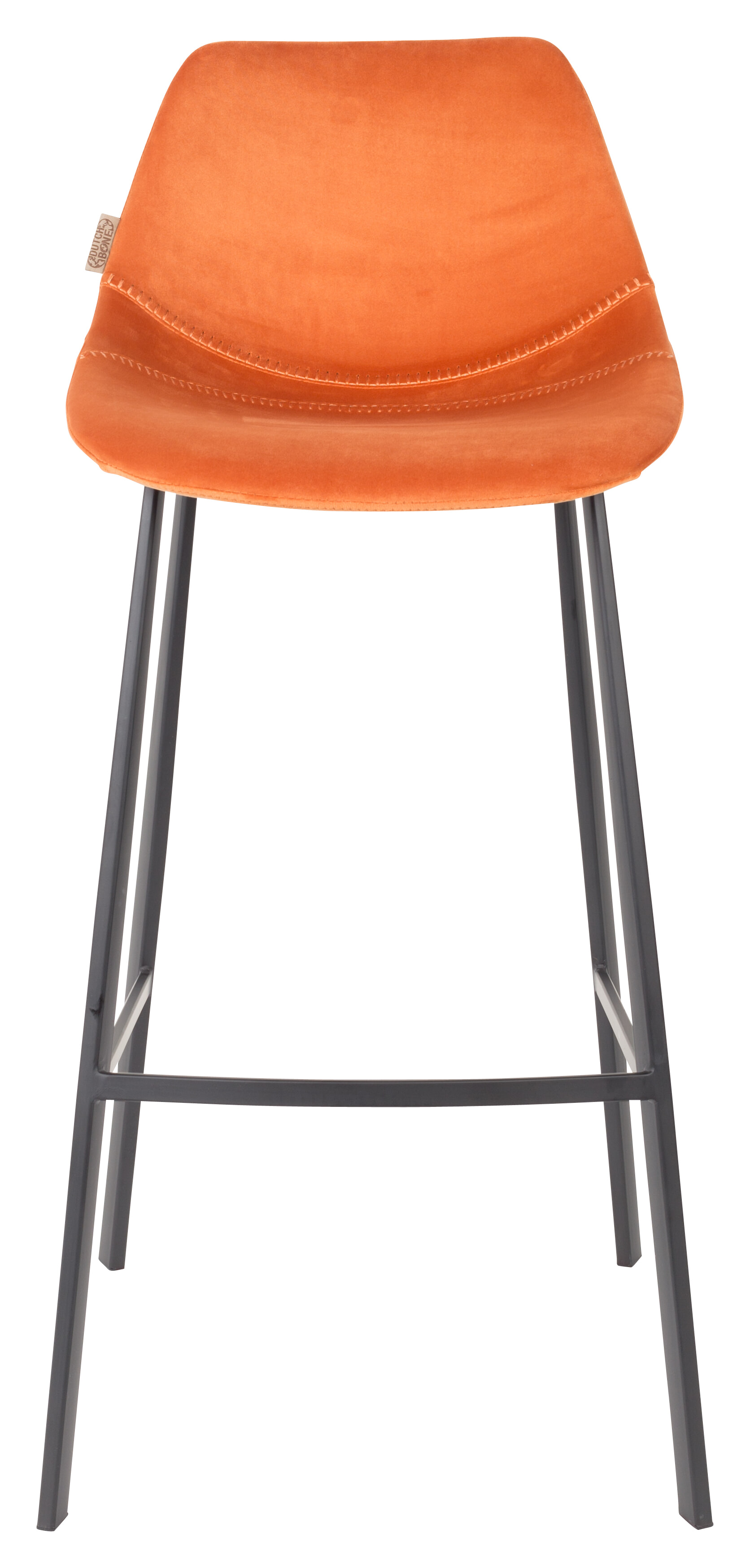 Dutchbone Barkruk 'Franky' Velvet (zithoogte 80cm), kleur Oranje