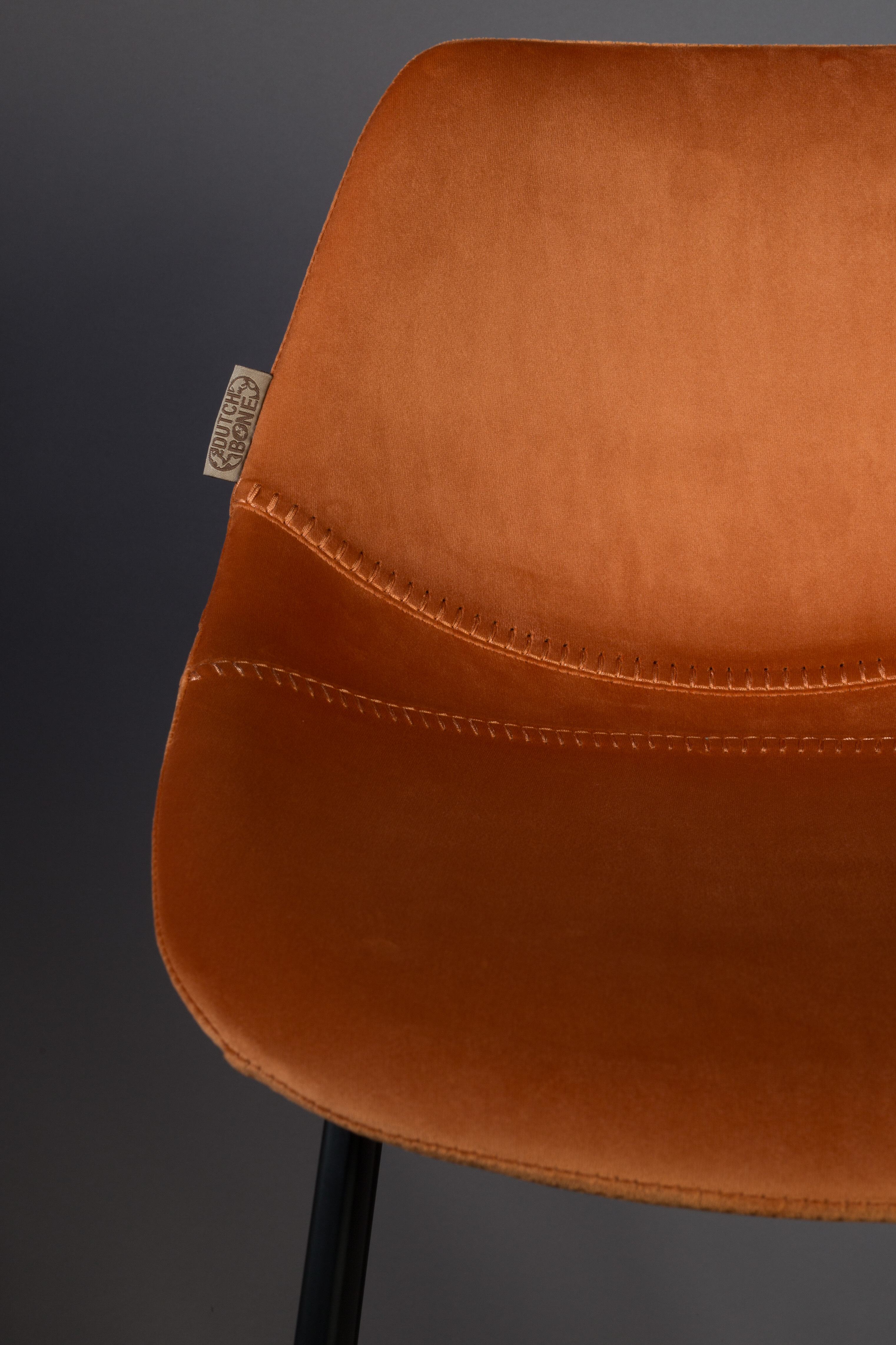 Dutchbone Barkruk 'Franky' Velvet (zithoogte 80cm), kleur Oranje