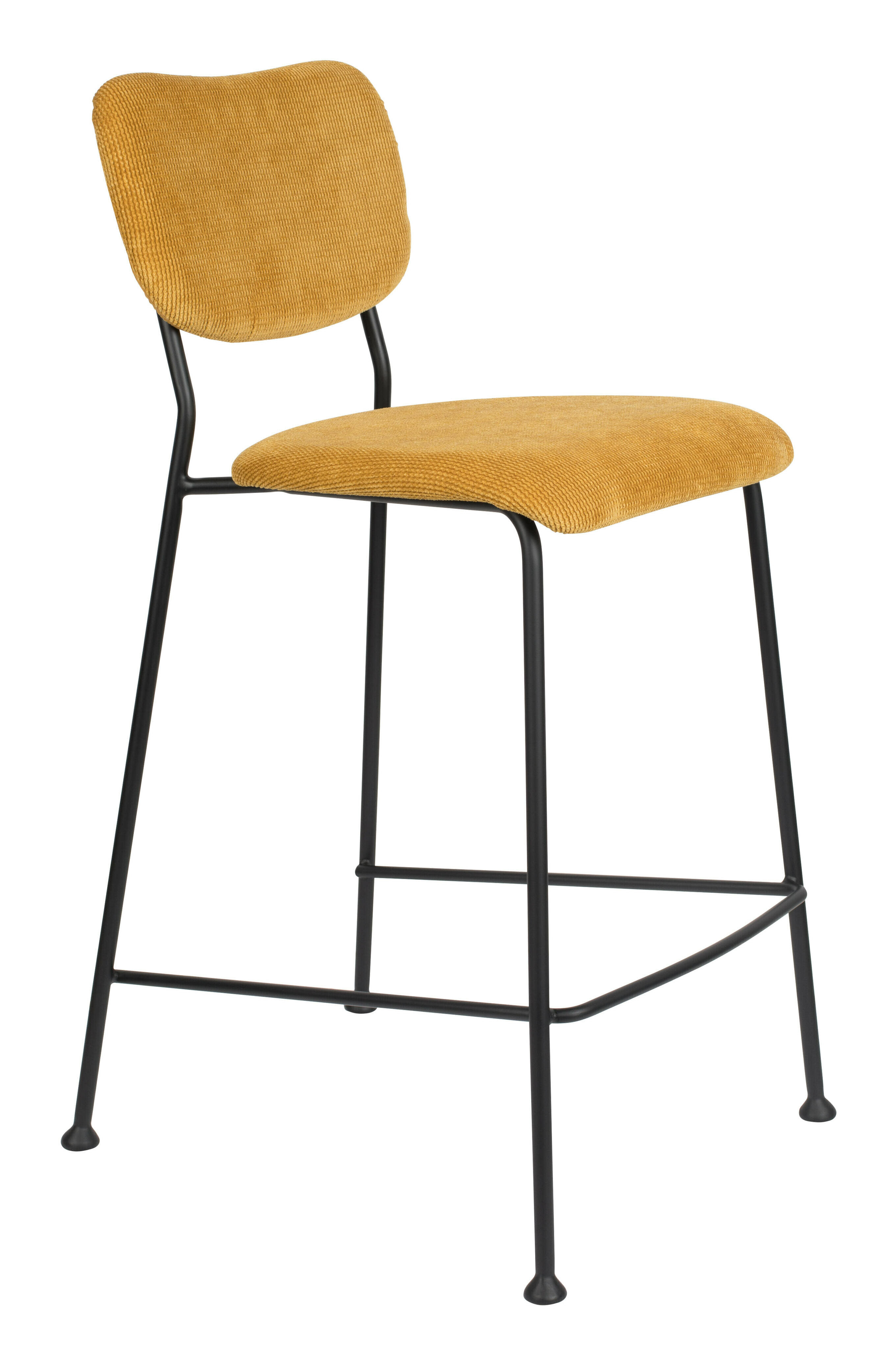 Zuiver Barstoel 'Benson' Ribstof, kleur Okergeel (zithoogte 65cm)