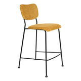 Zuiver Barstoel 'Benson' Ribstof, kleur Okergeel (zithoogte 65cm)