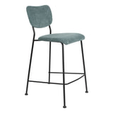 Zuiver Barstoel 'Benson' Ribstof, kleur Grijsblauw (zithoogte 65cm)
