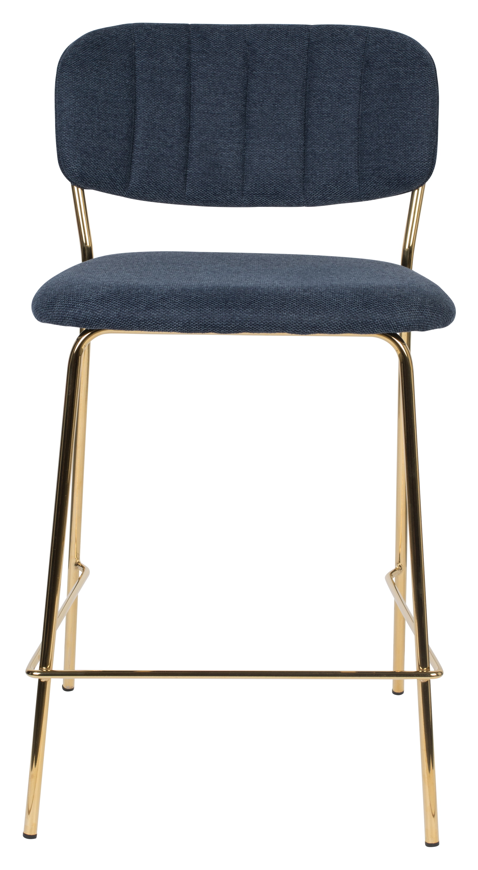 ZILT Barstoel 'Kolten' kleur Goud/Donkerblauw (zithoogte 65cm)