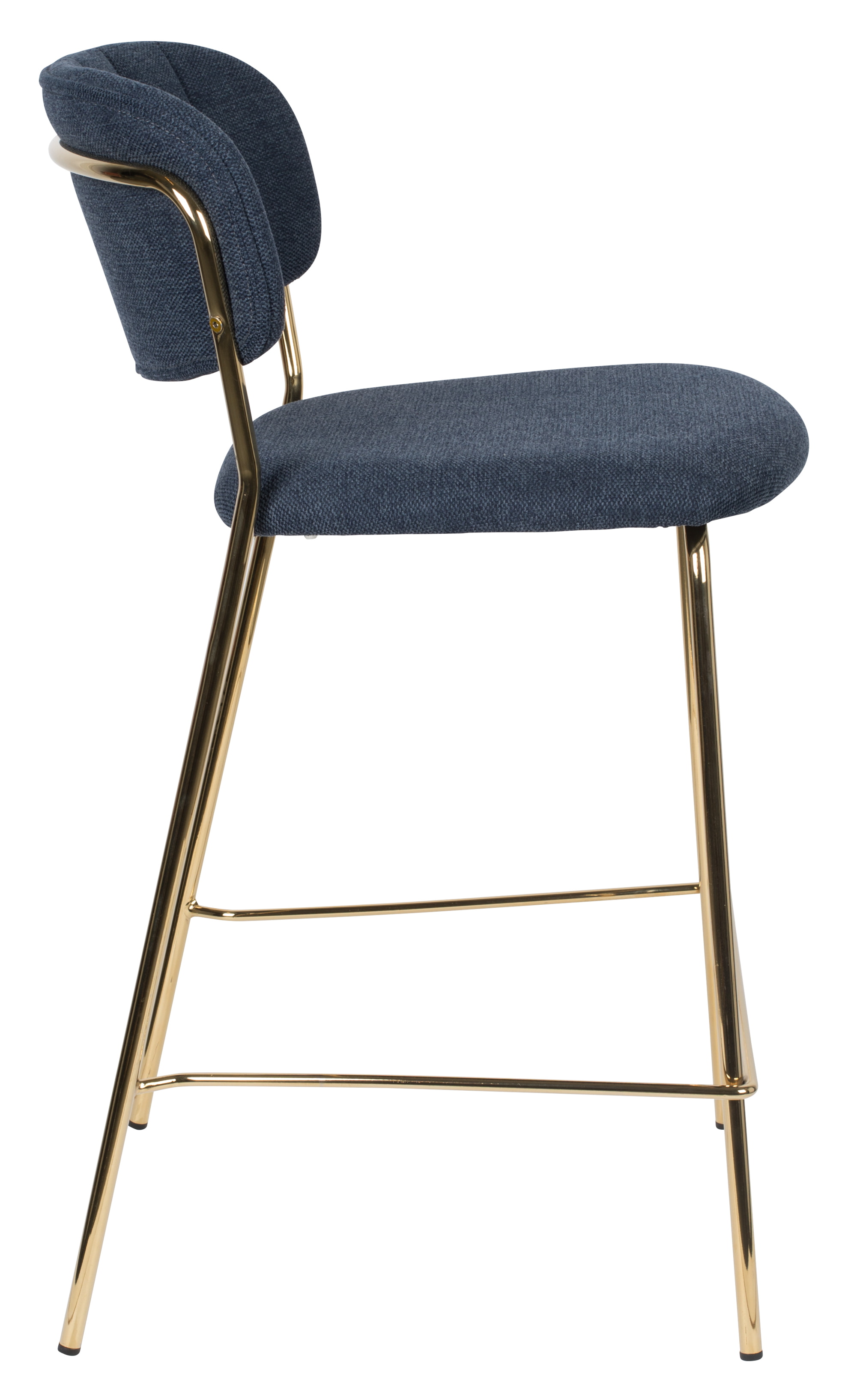 ZILT Barstoel 'Kolten' kleur Goud/Donkerblauw (zithoogte 65cm)