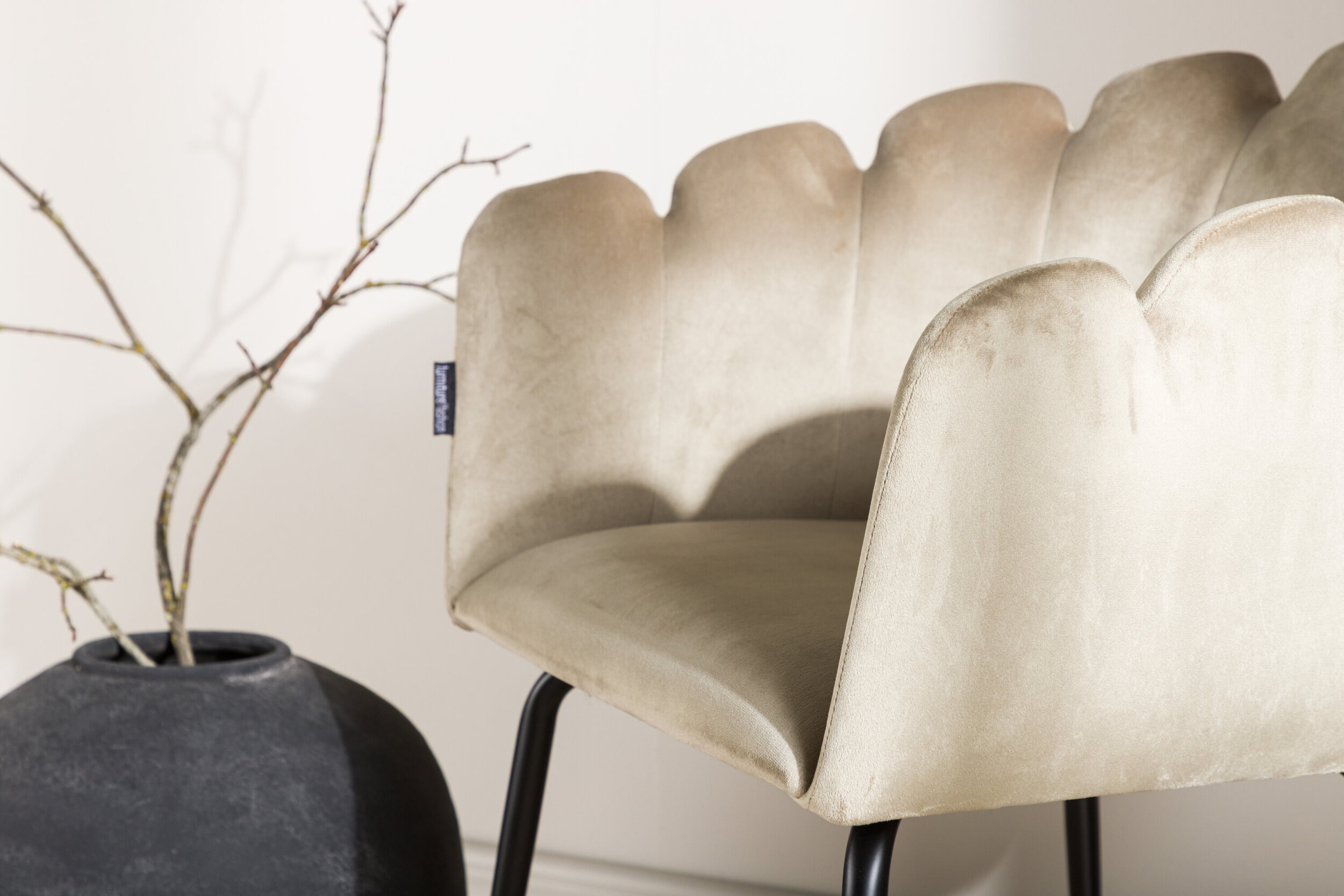 Nohr Eetkamerstoel 'Kyrstle' Met armleuning, Velvet, kleur Beige