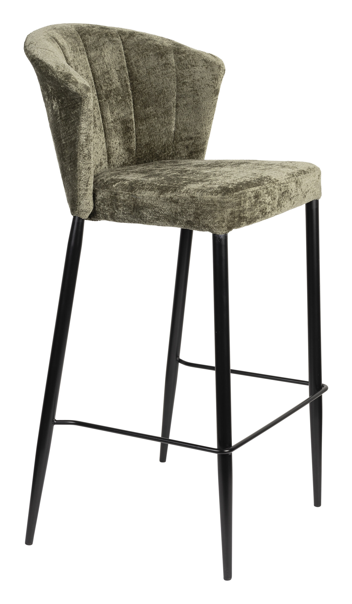 Dutchbone Barstoel 'Georgia' Chenille, kleur Groen (zithoogte 75cm)
