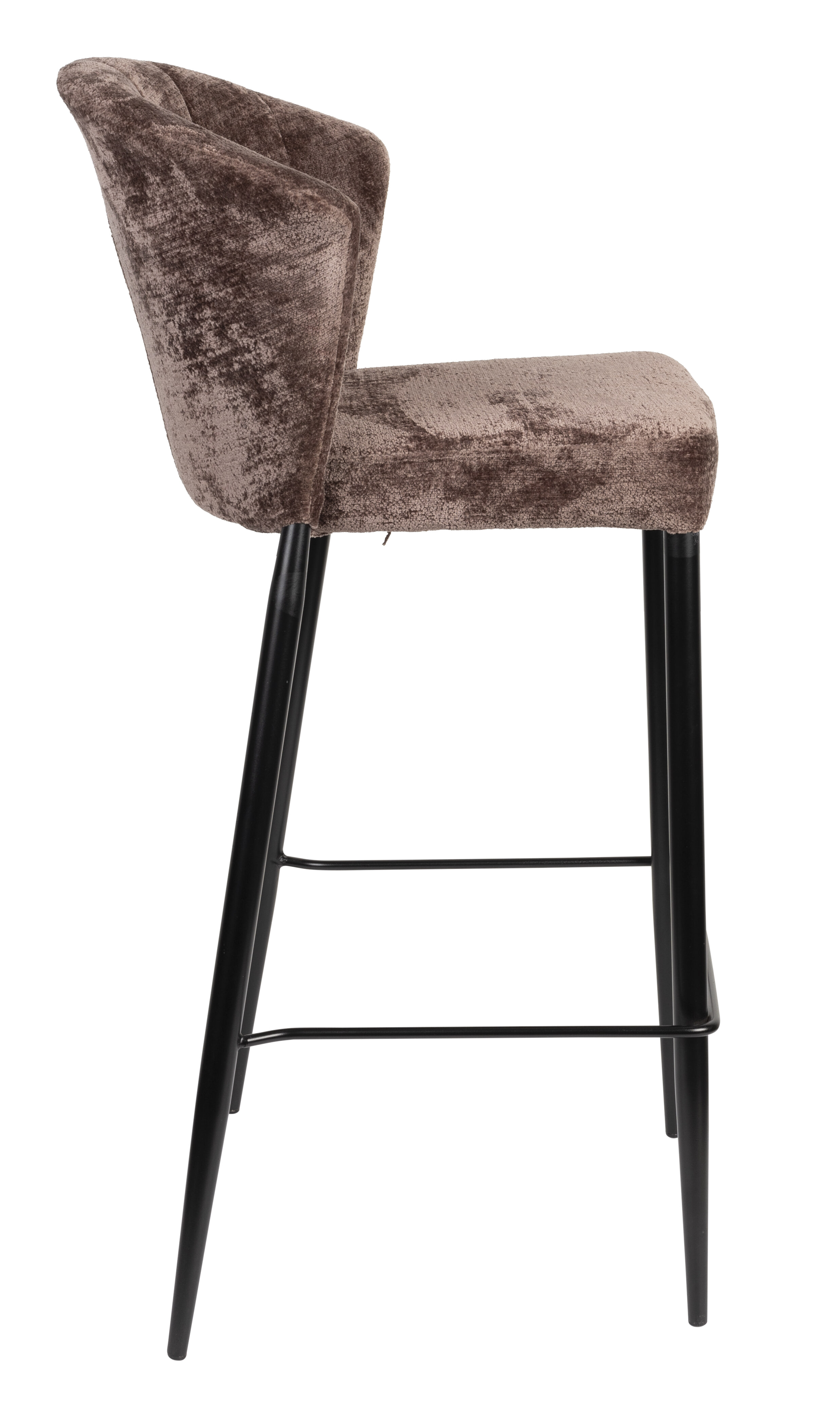 Dutchbone Barstoel 'Georgia' Chenille, kleur Paars (zithoogte 75cm)