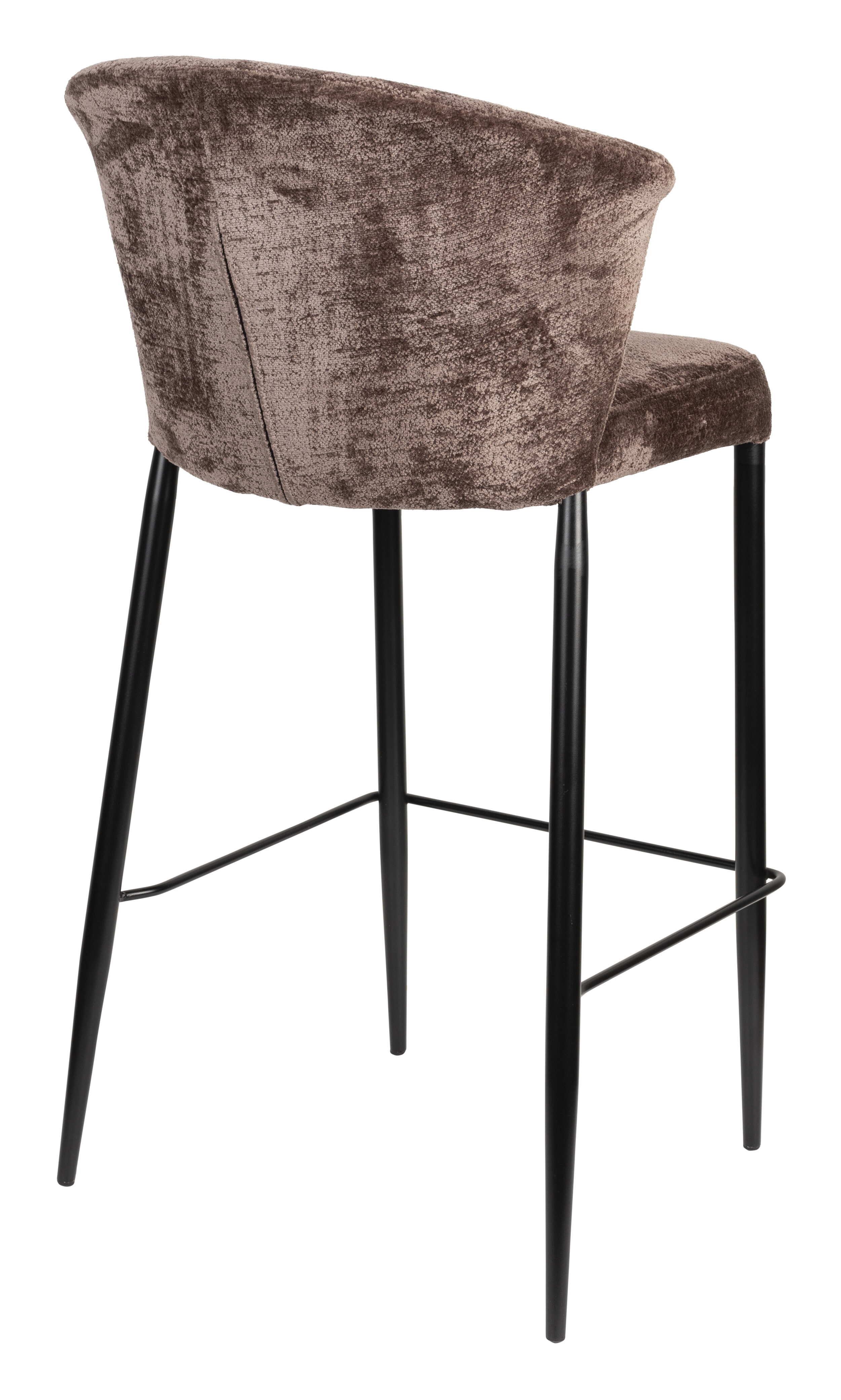 Dutchbone Barstoel 'Georgia' Chenille, kleur Paars (zithoogte 75cm)