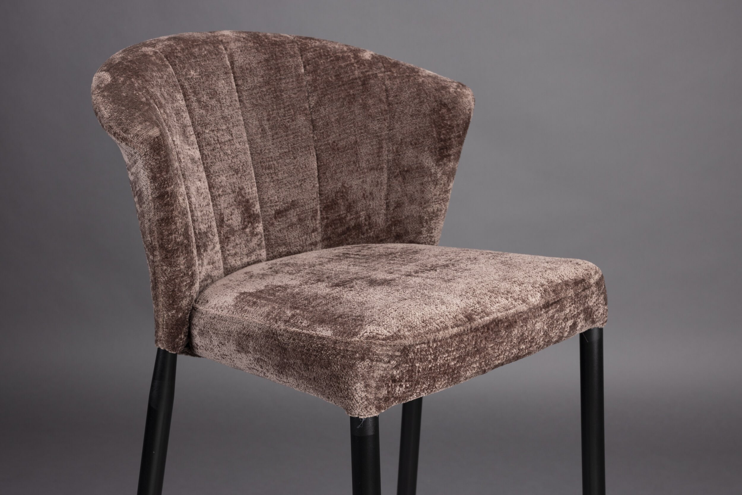 Dutchbone Barstoel 'Georgia' Chenille, kleur Paars (zithoogte 75cm)