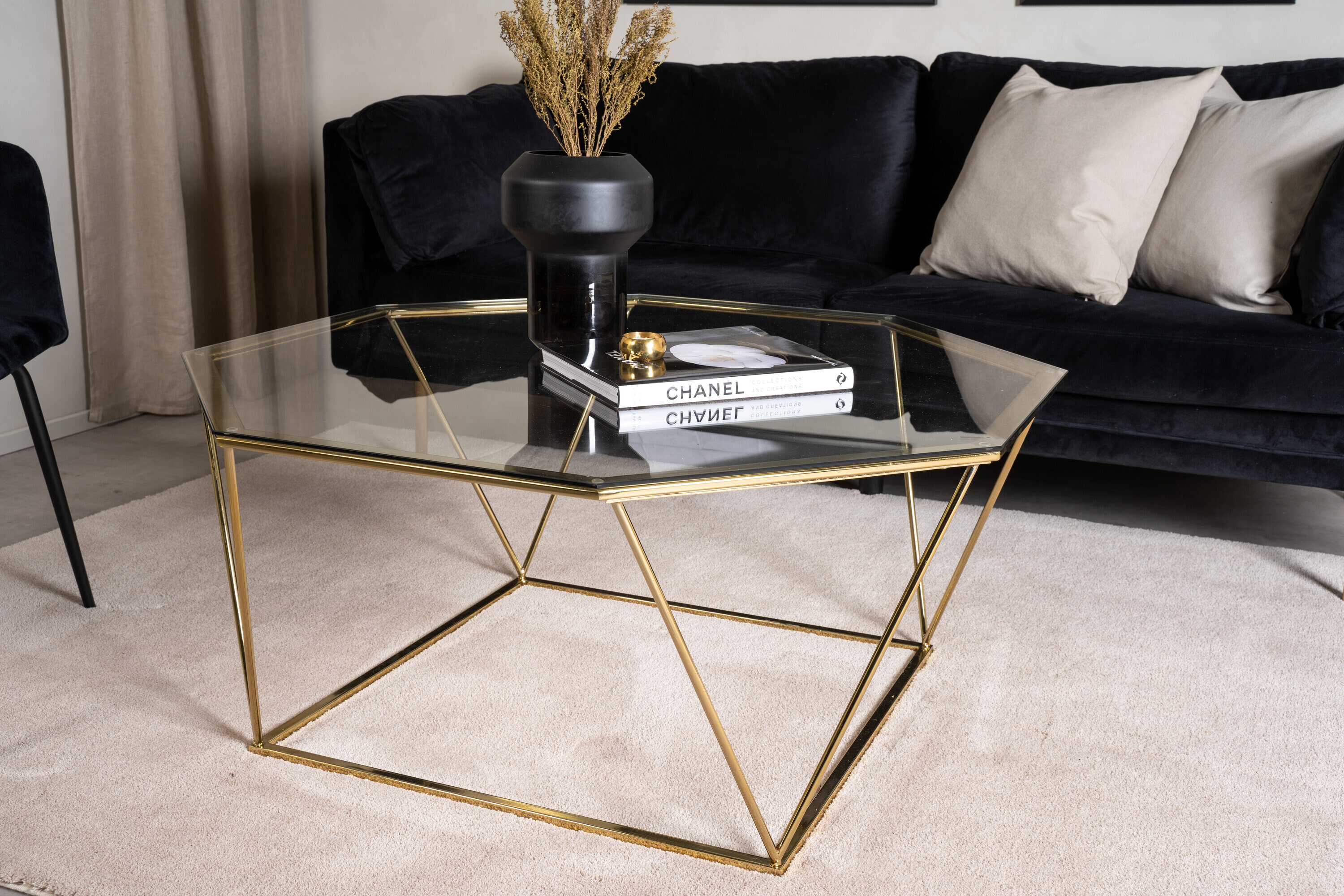 Nohr Salontafel 'Torrian' Glas, 100 x 100cm, kleur Goud