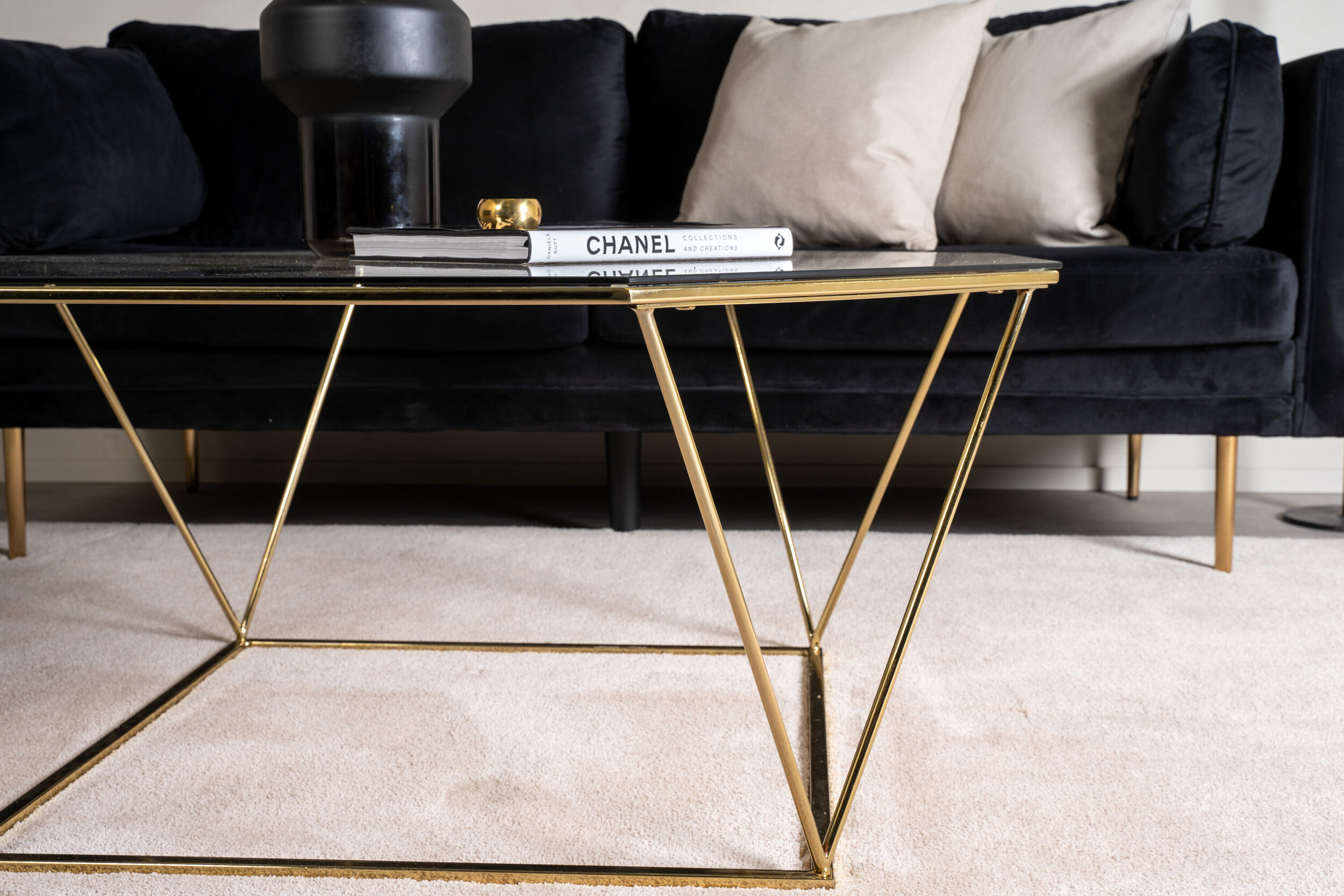 Nohr Salontafel 'Torrian' Glas, 100 x 100cm, kleur Goud