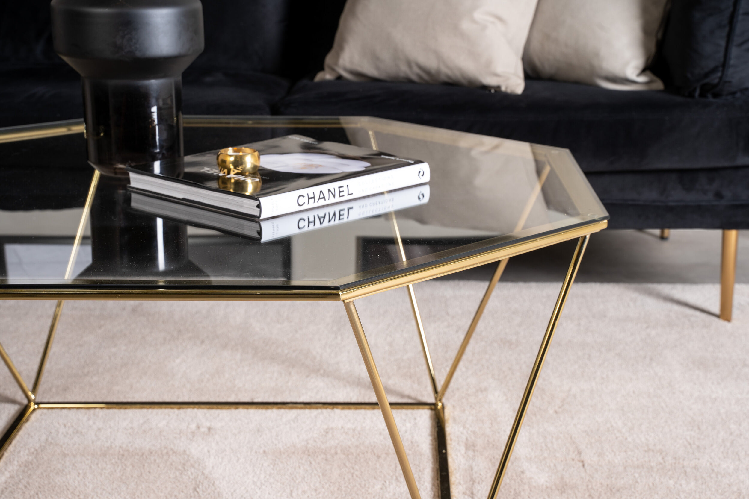 Nohr Salontafel 'Torrian' Glas, 100 x 100cm, kleur Goud