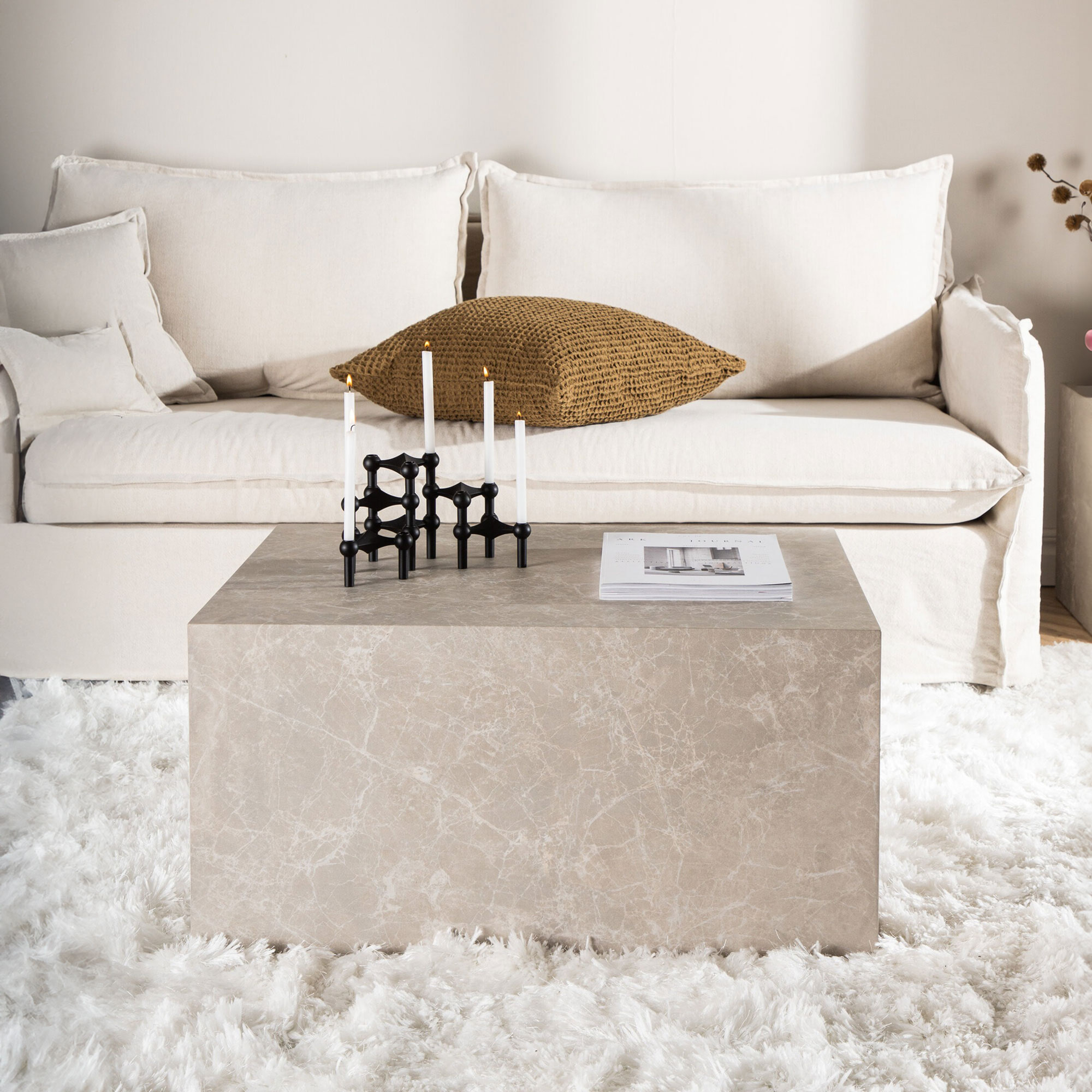 Nohr Salontafel 'Katiana' Marmerlook, 80 x 60cm, kleur Beige