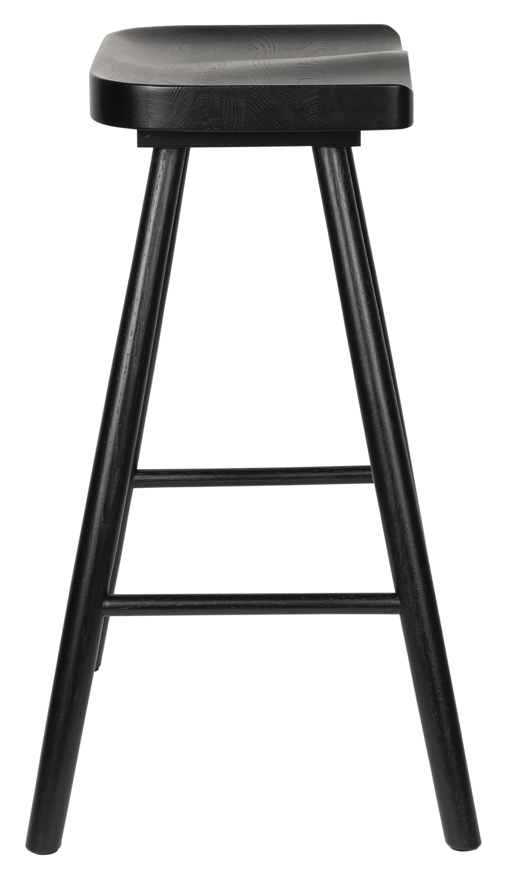 ZILT Barstoel 'Marky' Eikenhout, kleur Zwart (zithoogte 64cm)