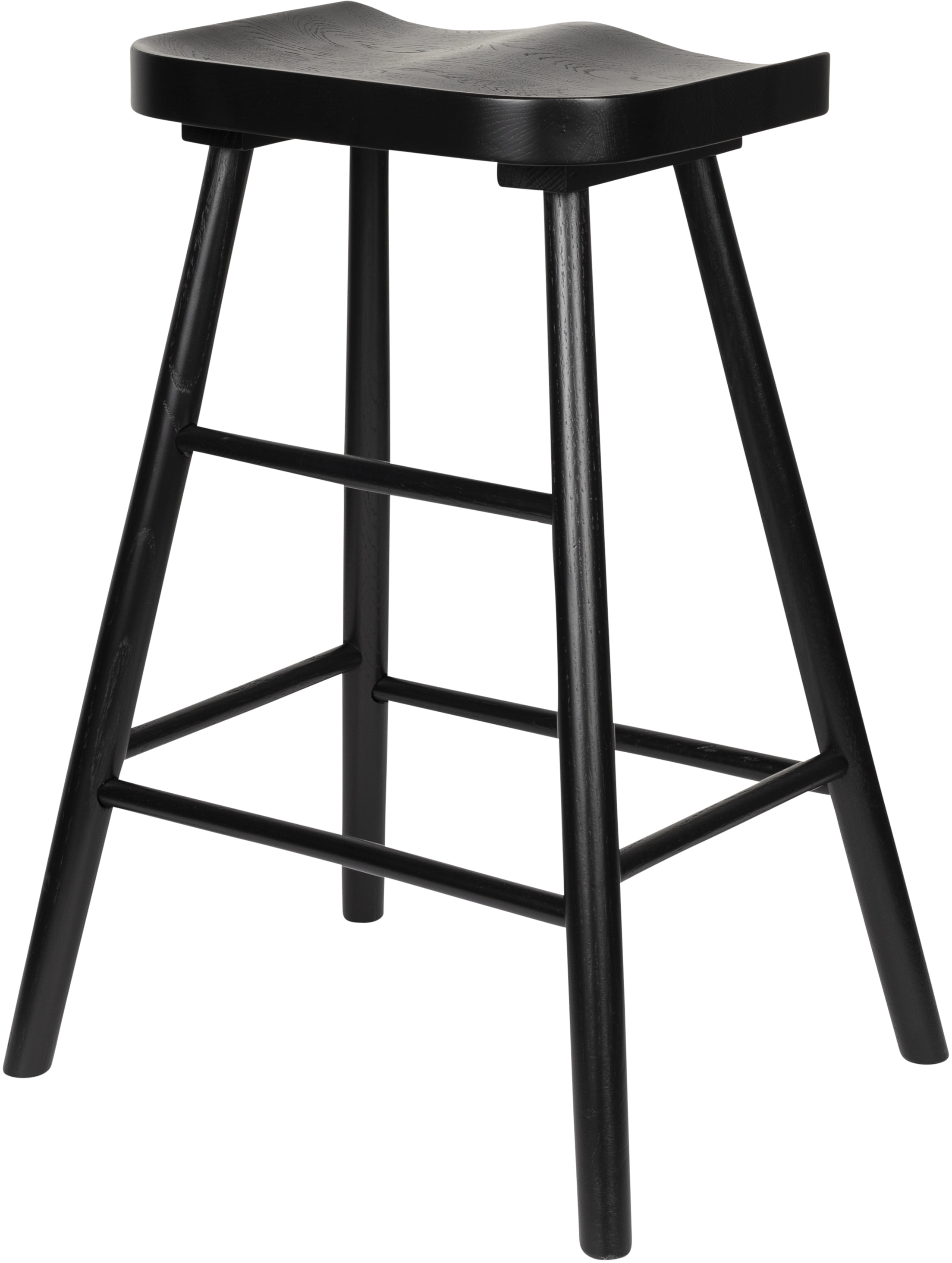 ZILT Barstoel 'Marky' Eikenhout, kleur Zwart (zithoogte 64cm)