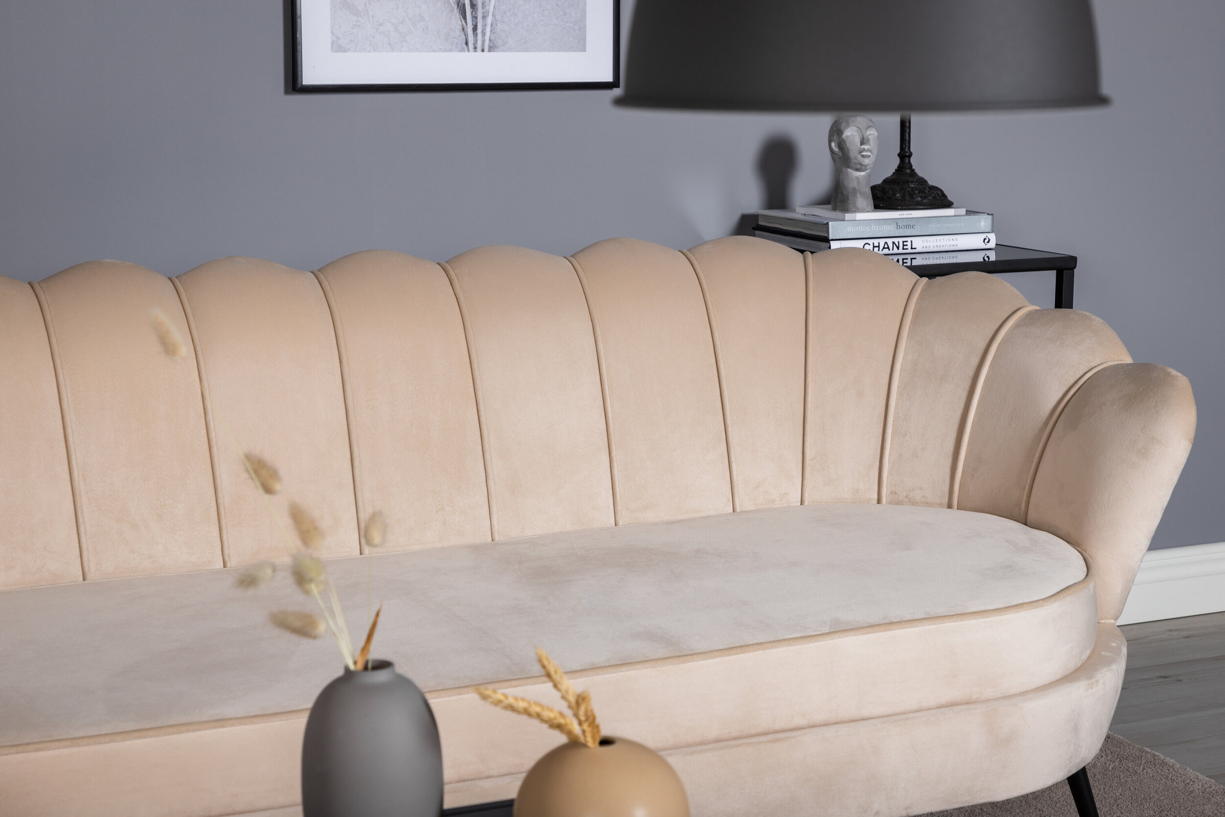 Nohr 3-zits Bank 'Yoni' Velvet, kleur Beige