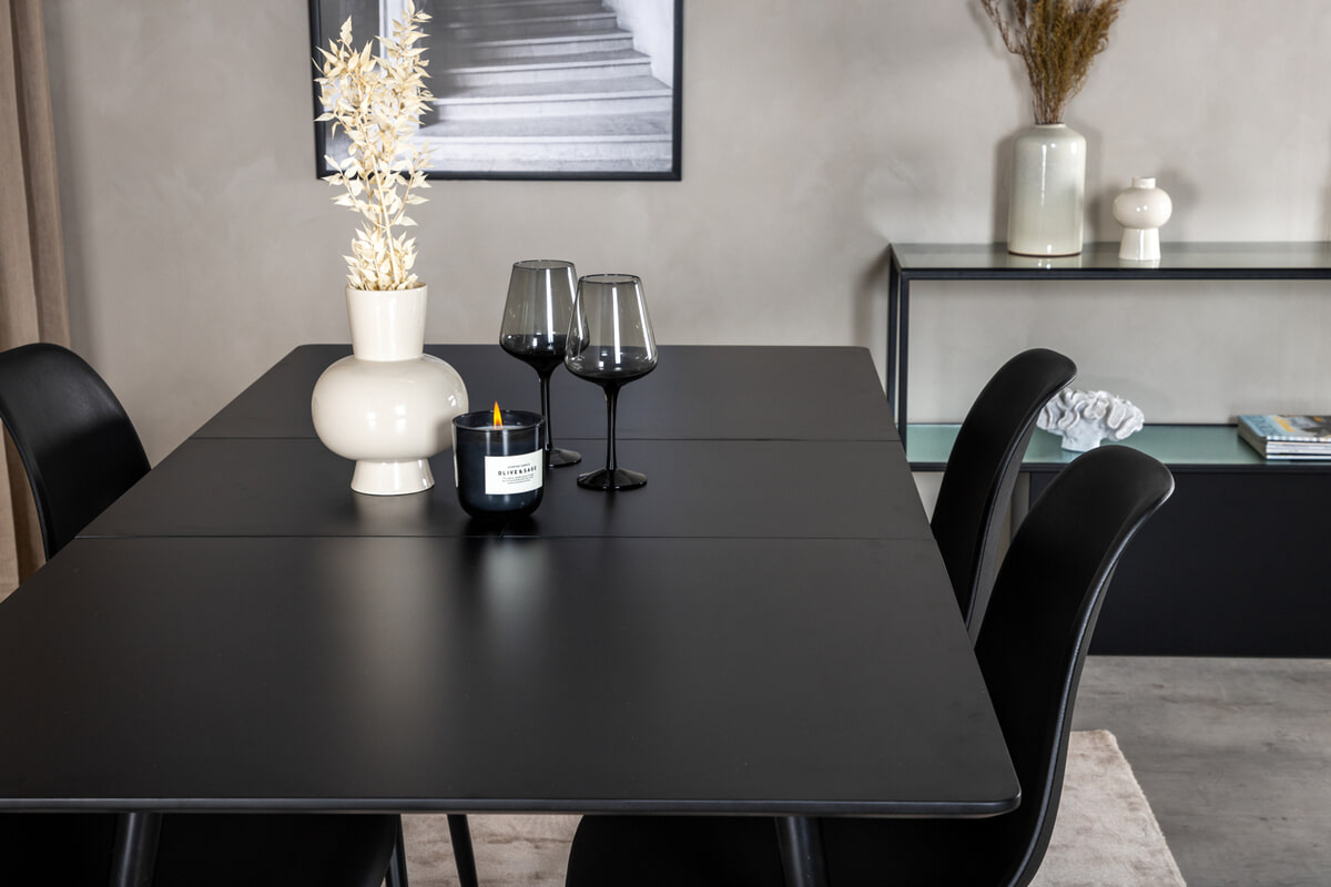 Nohr Uitschuifbare Eettafel 'Tenequa' MDF, 120/160 x 80cm, kleur Zwart