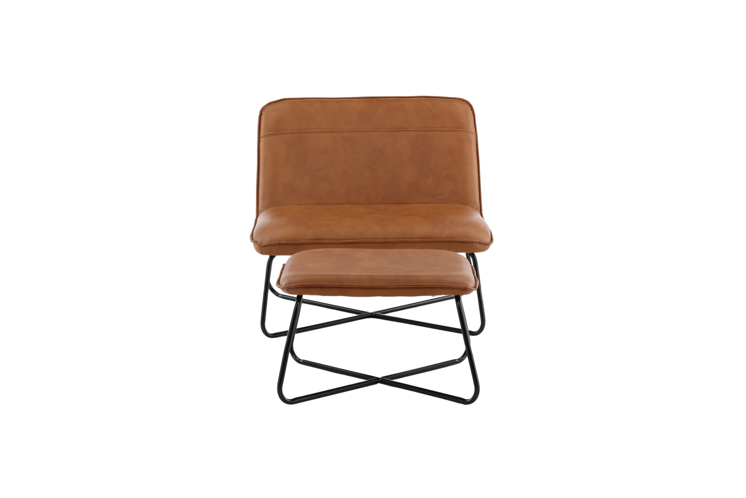 Nohr Fauteuil 'Bryony' Met voetenbank, Lederlook, kleur Cognac
