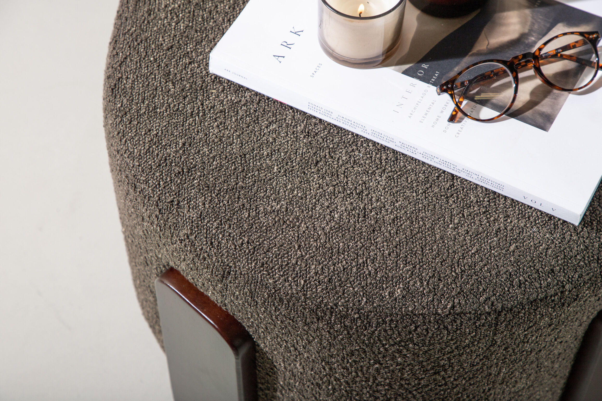 Nohr Hocker 'Zully' Bouclé, kleur Donkergrijs