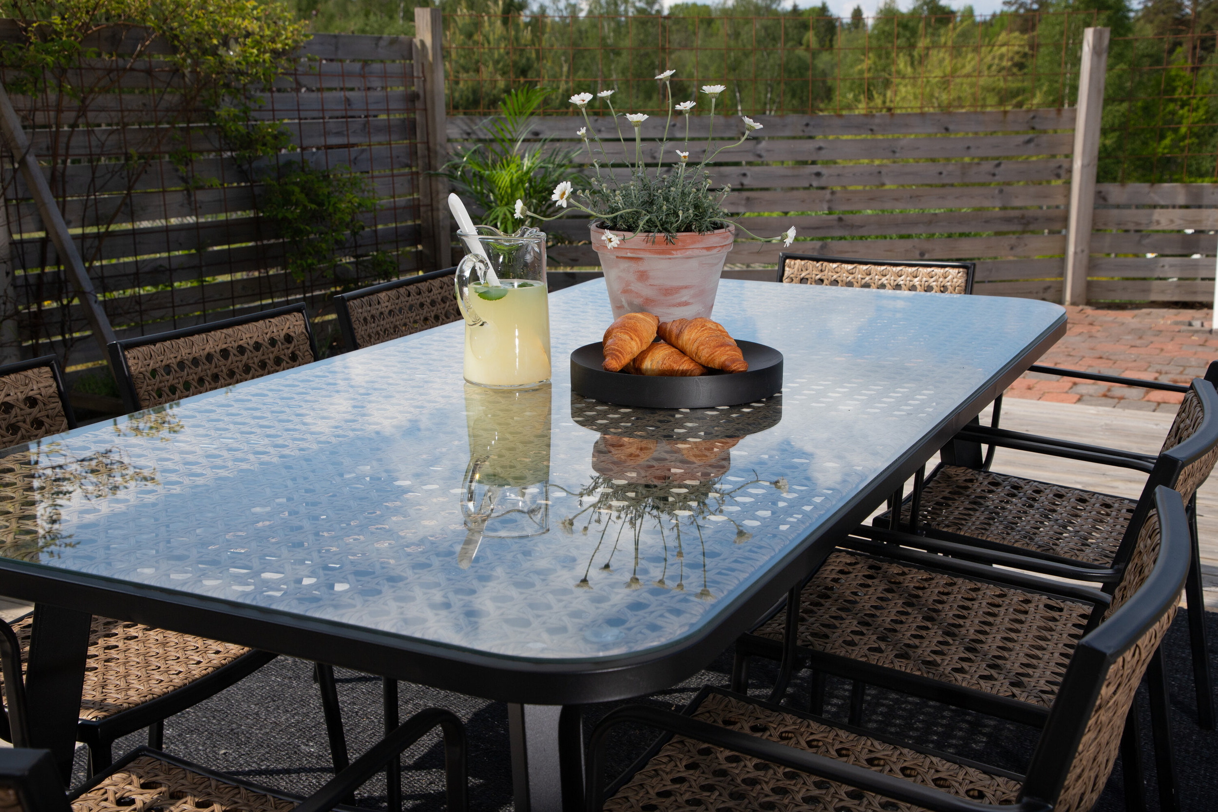 Nohr Tuintafel 'Leontyne' Glas en wicker, 200 x 100cm