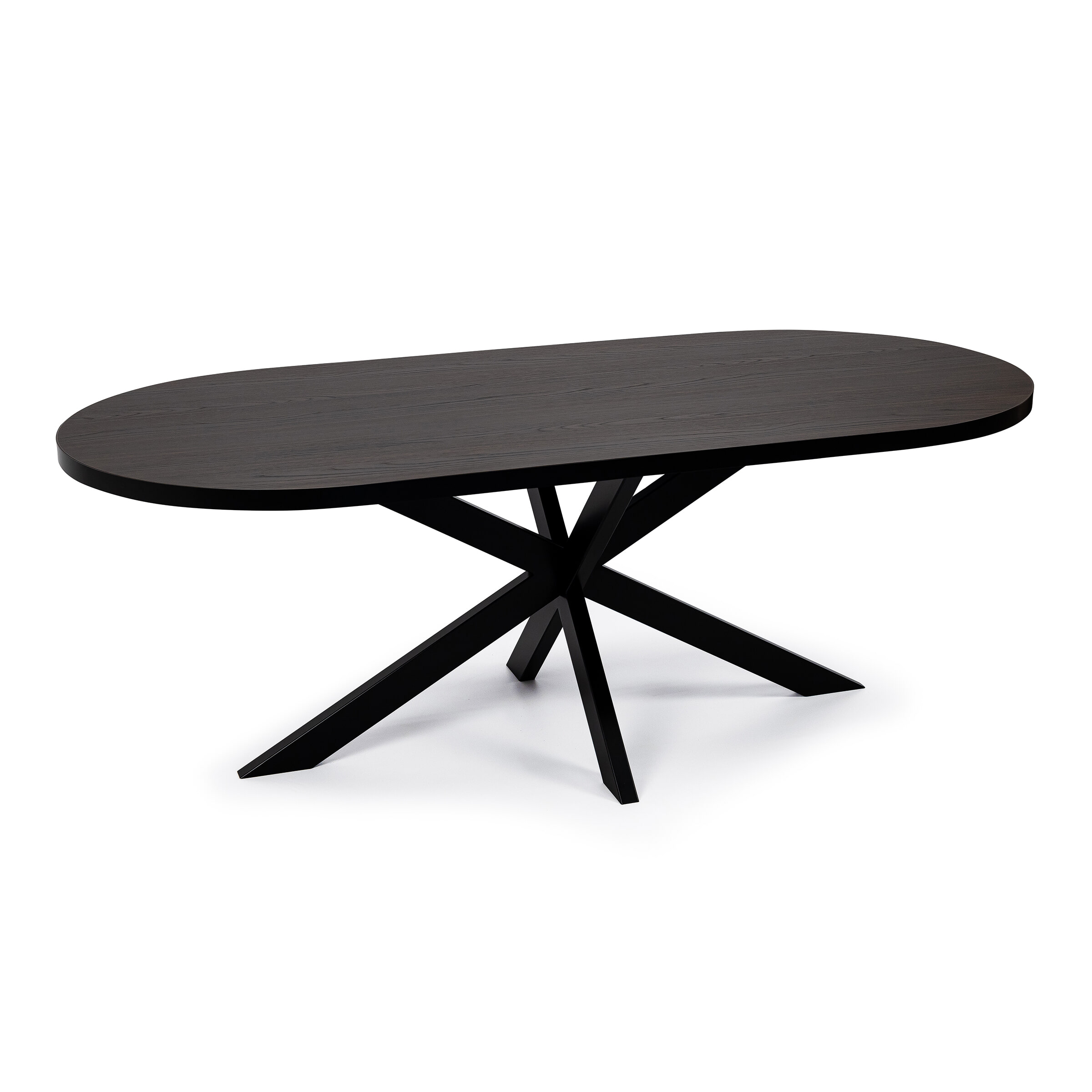 Stalux Plat Ovale eettafel 'Noud' 210 x 100cm, kleur zwart / bruin hout