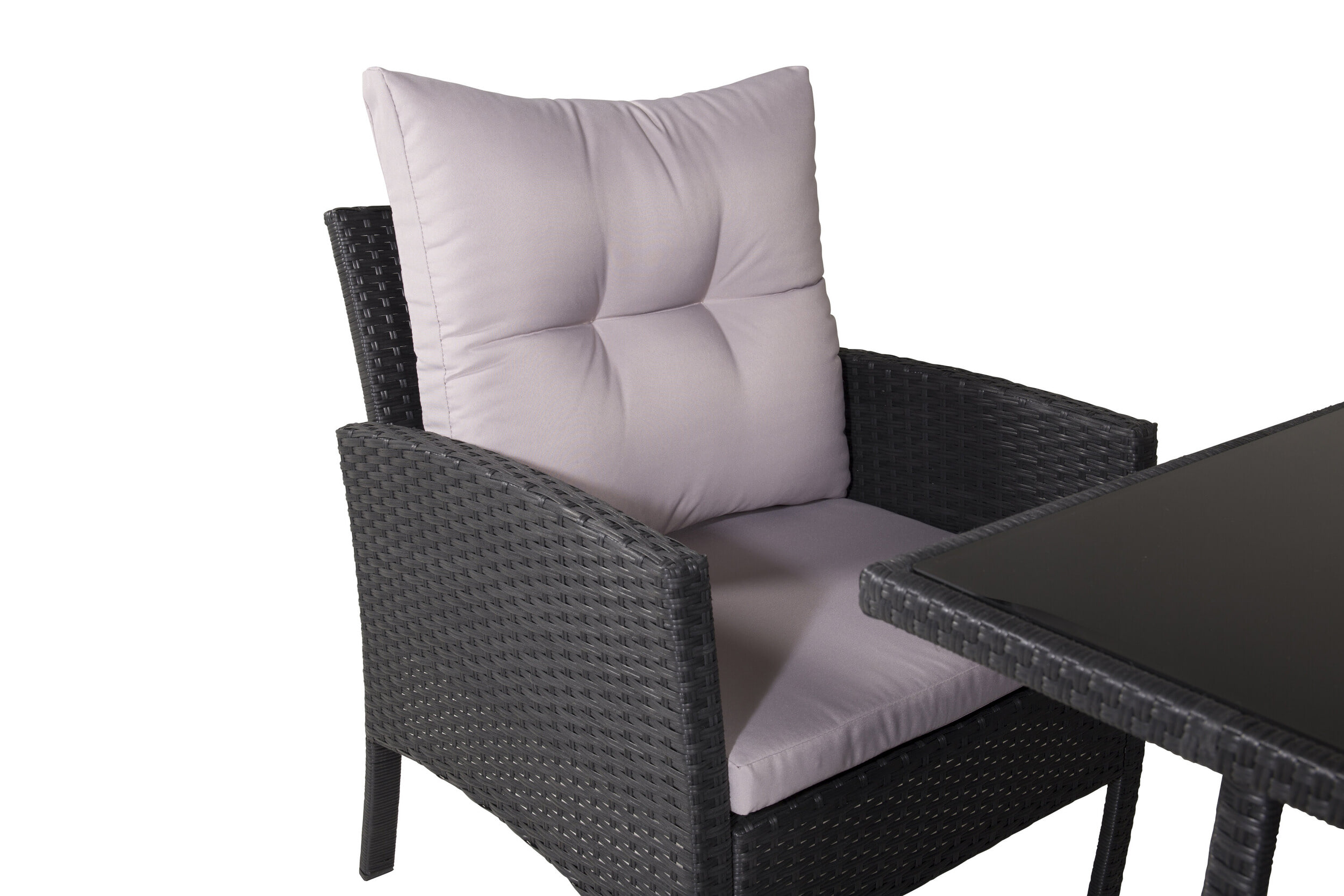 Nohr Loungeset 'Zeena' Met bank, tafel, 2 stoelen en krukjes, kleur Zwart/Grijs