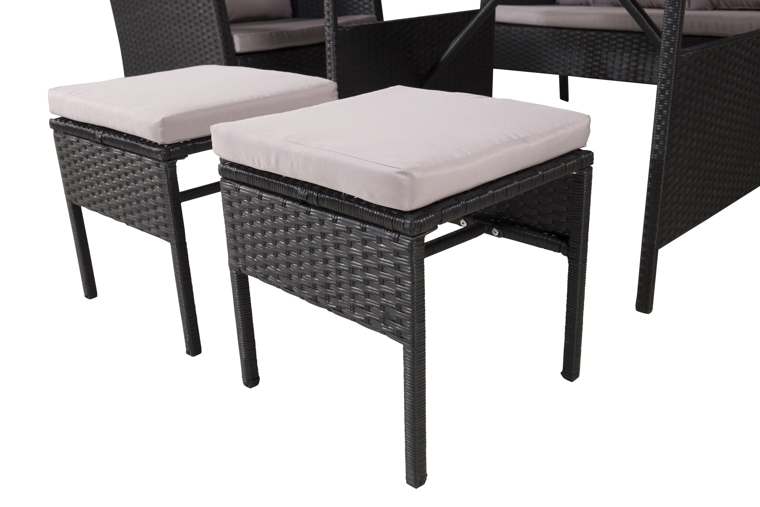 Nohr Loungeset 'Zeena' Met bank, tafel, 2 stoelen en krukjes, kleur Zwart/Grijs