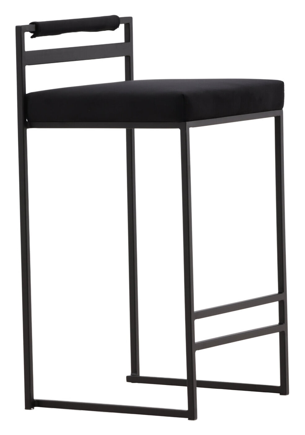 Nohr Barkruk 'Rudolfo' Velvet, kleur Zwart (zithoogte 66cm)