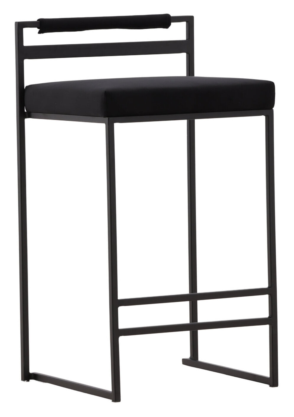 Nohr Barkruk 'Rudolfo' Velvet, kleur Zwart (zithoogte 66cm)